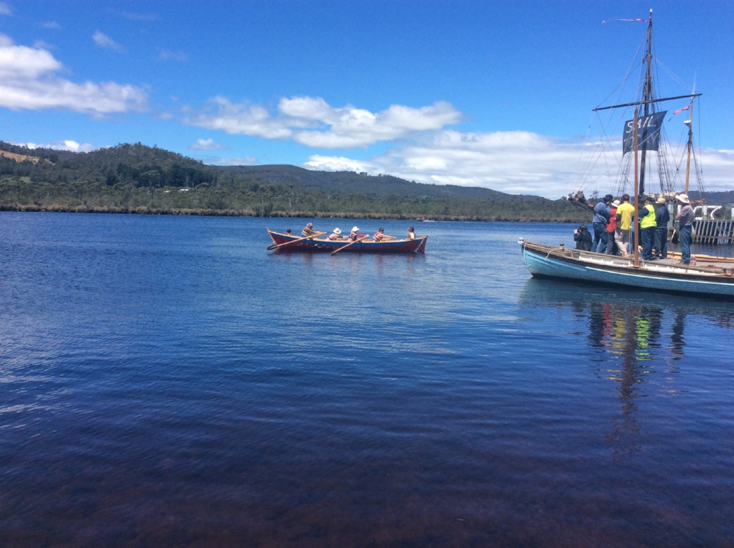 The Bittern's crew taking 'Freyja' for her first row.