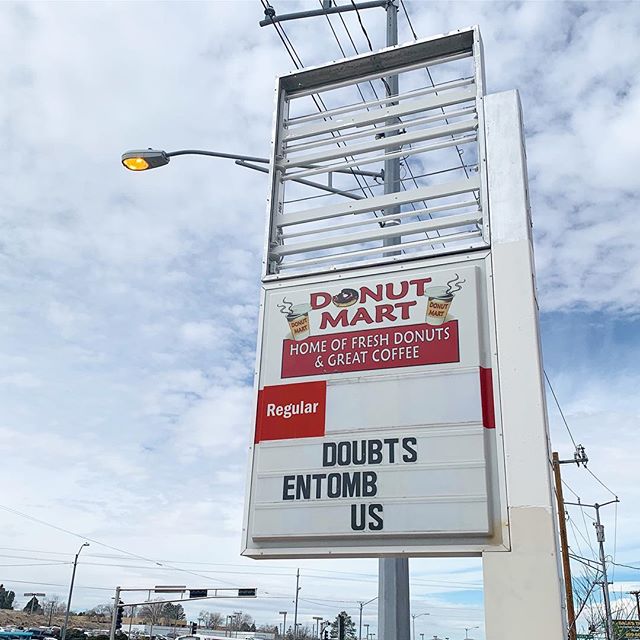 For those feeling undefined. @donutmart #abqarts #publicart #contemporaryart #textinspace #publicpoetry #albuquerque #unm #lomas #fos #orphansigns