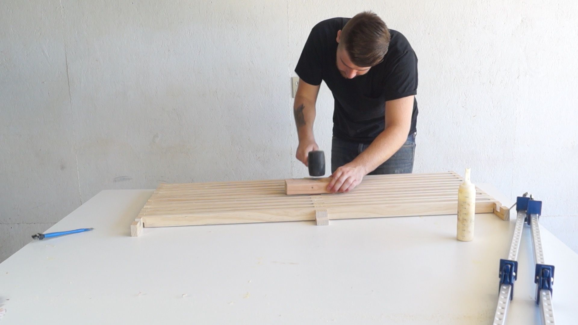 DIY Wood Slat Table Base and How I Treat All My Pine - Banyan Bridges