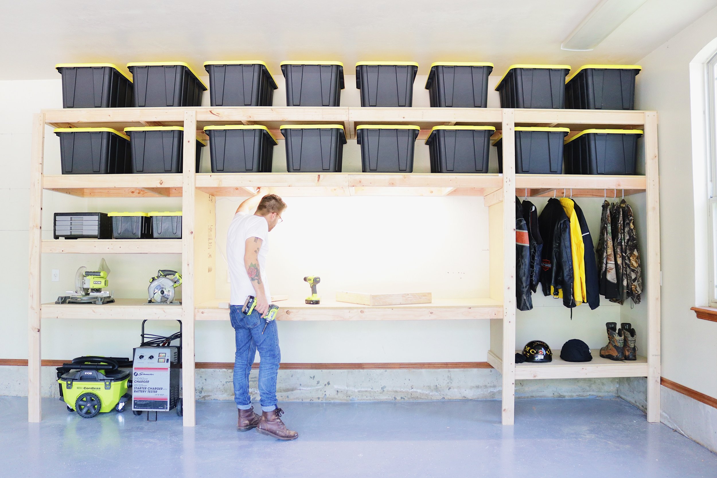 Diy Garage Shelves Modern Builds, Workbench And Shelving Storage System