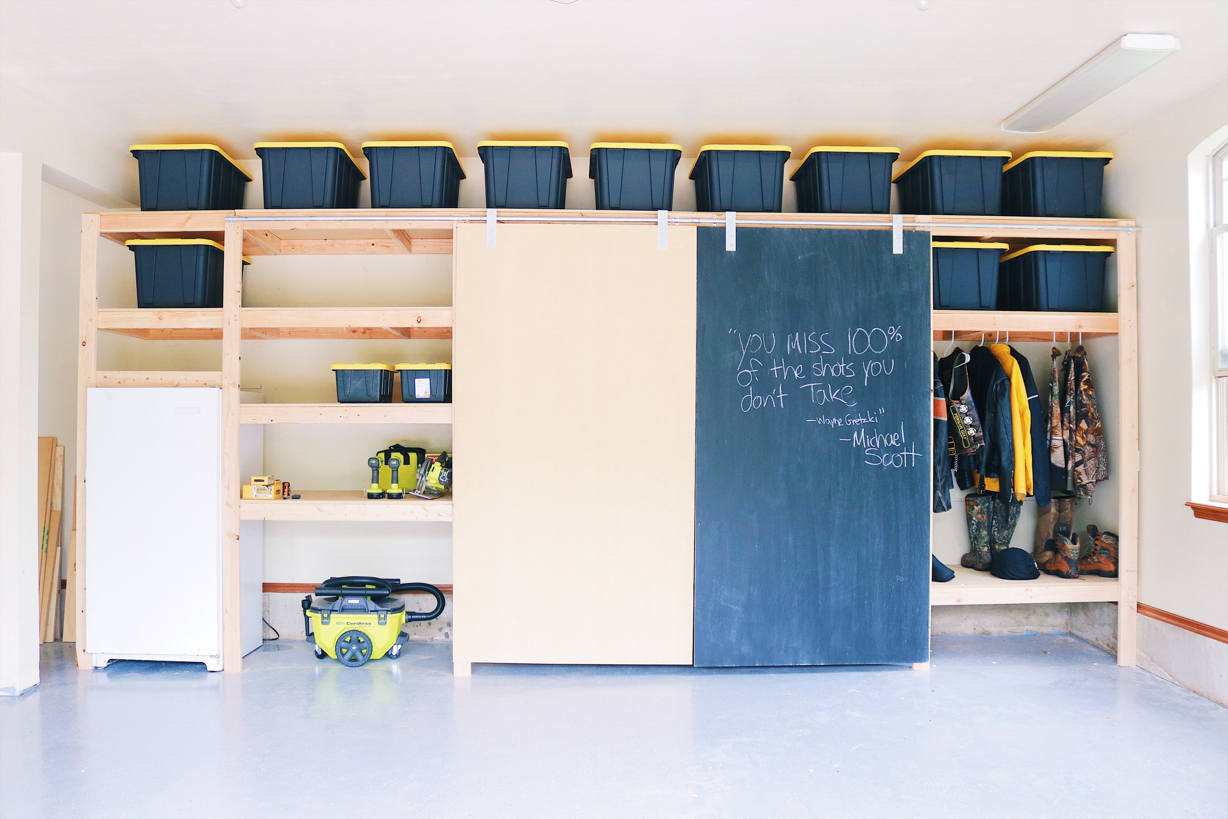 Garage shelves with doors