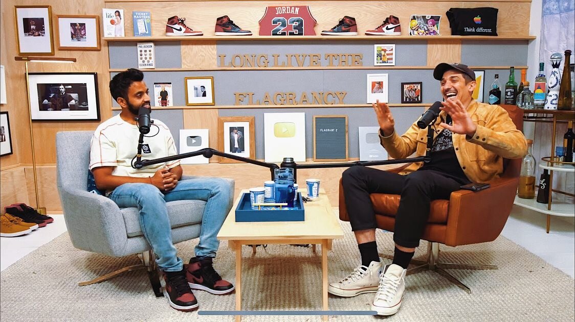I love seeing how @andrewschulz and @akaashsingh have made the @flagrant2pod set I built for them home over the last 6 months or so. My job was to design a set that acted as a blank canvas for them to be able to customize and add personality on top o