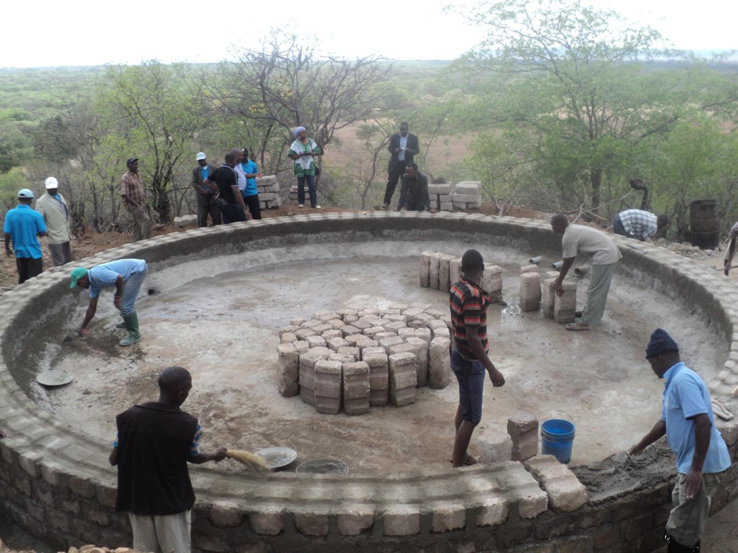 Construction of a ground tank, WaterAid