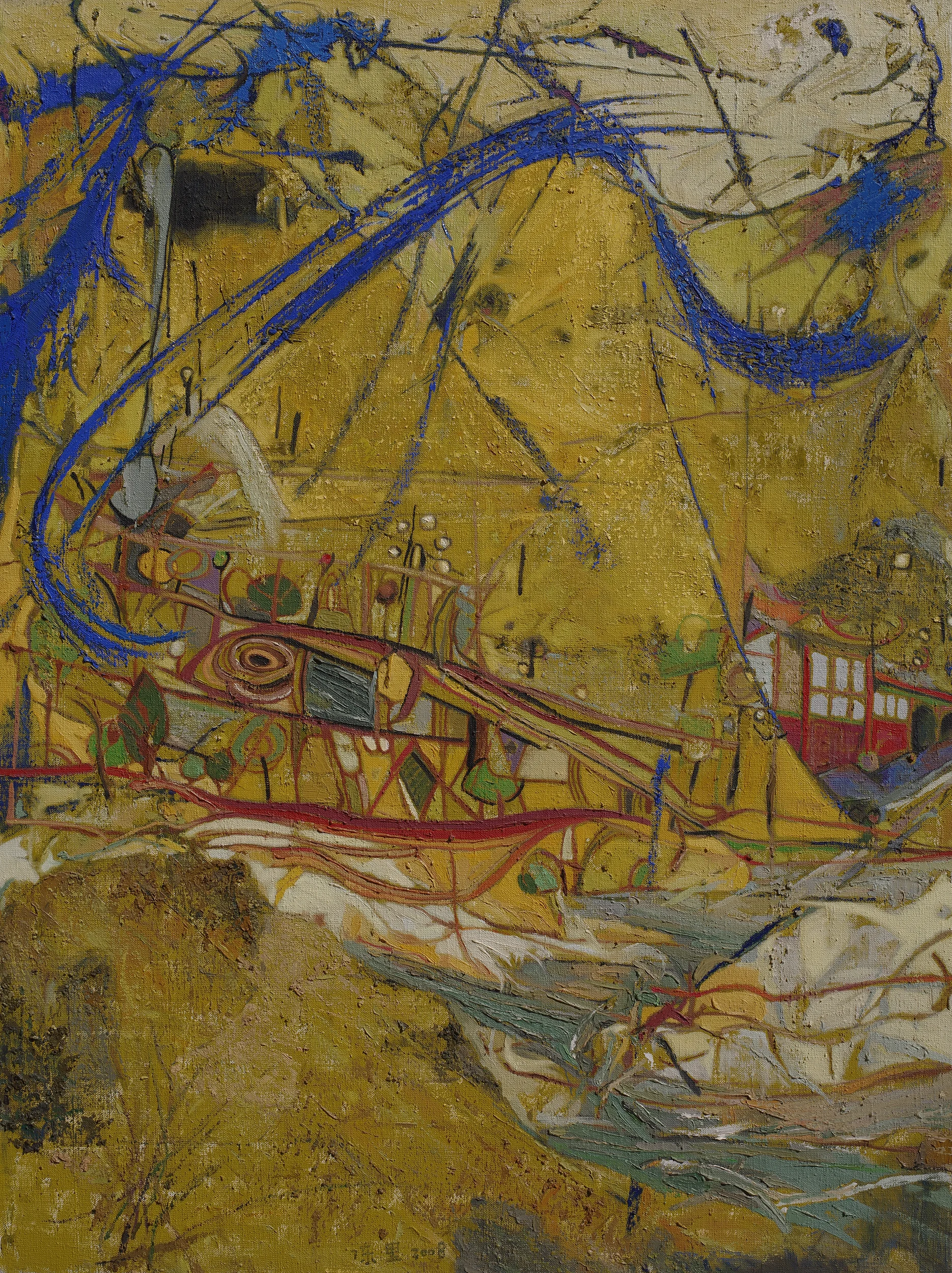 Chen Li, Wild Mountain Landscape with a House and Creek, 2013, oil on canvas, 130cm x 97cm, private collection, United Kingdom