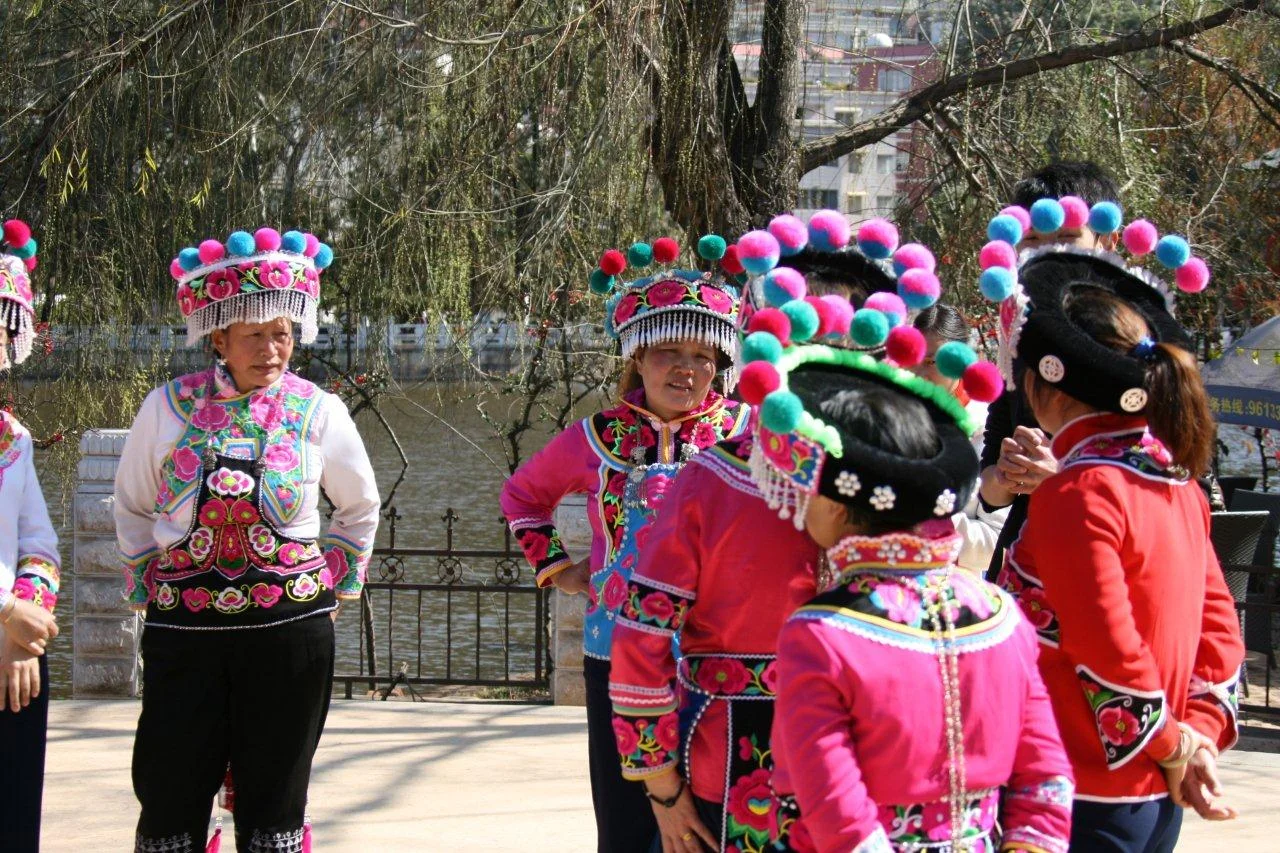 People learning traditional dancing just for fun. Green Lake Park, Kunming, Yunnan Province.