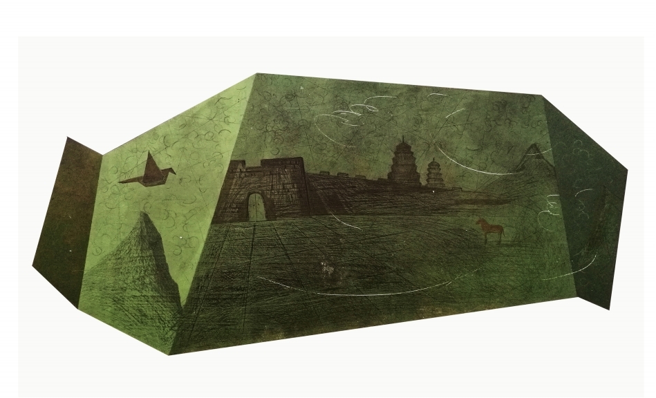 Incredible work. 3rd Muban Educational Award Finalist. Ren Huihui 任慧慧 (b. 1985), Song of the West no. 5, 2016. Reduction print. Graduate of Xinjiang Shifan Daxue.