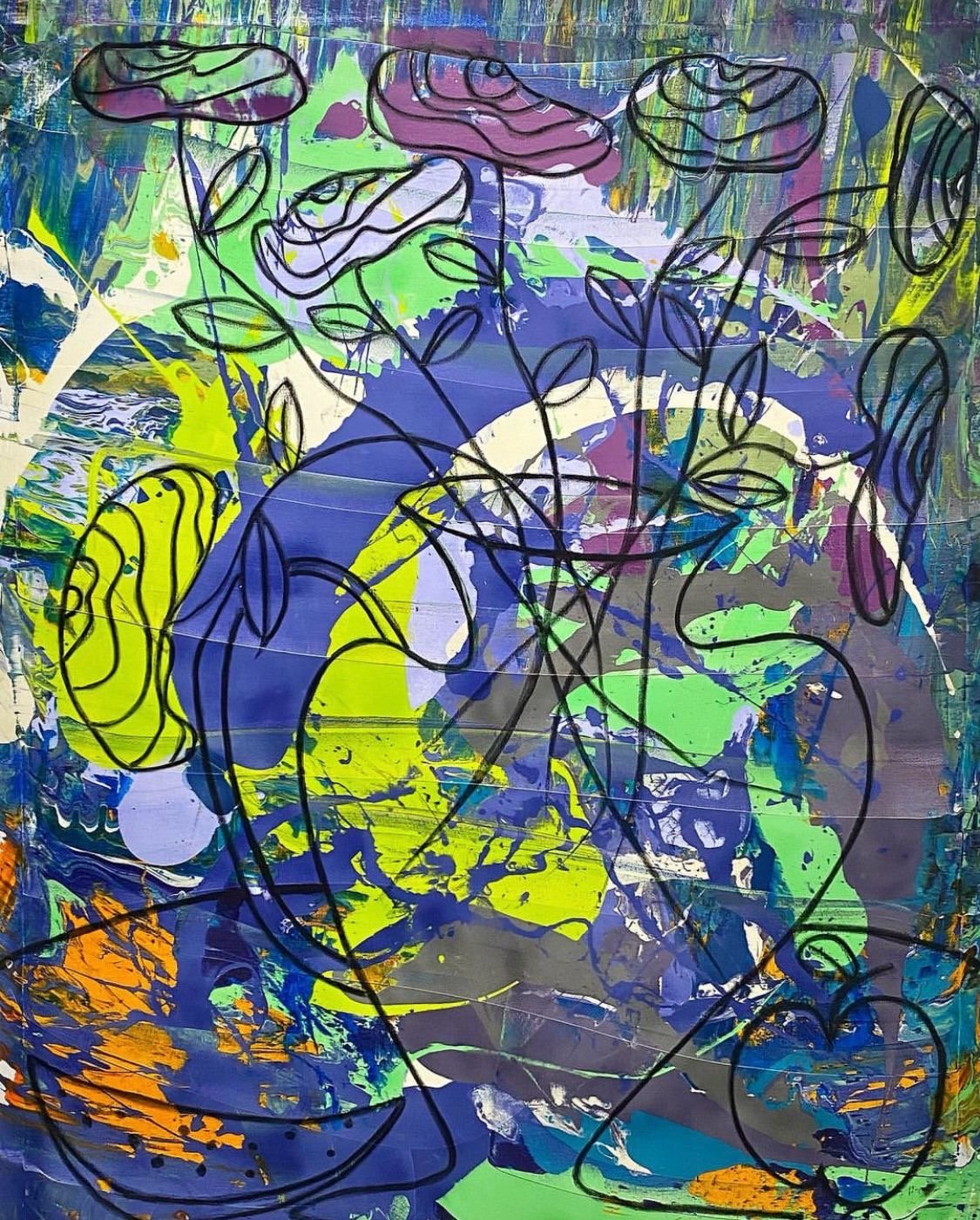 IK Stenko, Bouquet of Spring, 2023, acrlylic, oil and pastel on canvas, 55 x 120cm.jpg