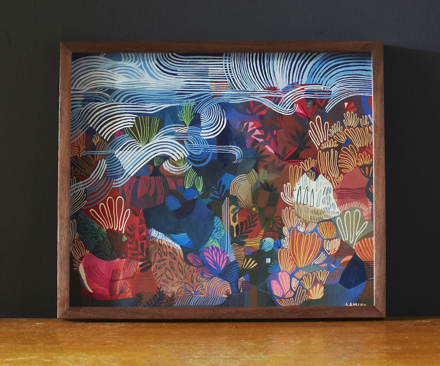 'Under the Waves', Ashley Amery, 2018, 33.5 x 27.5, Gouache on paper