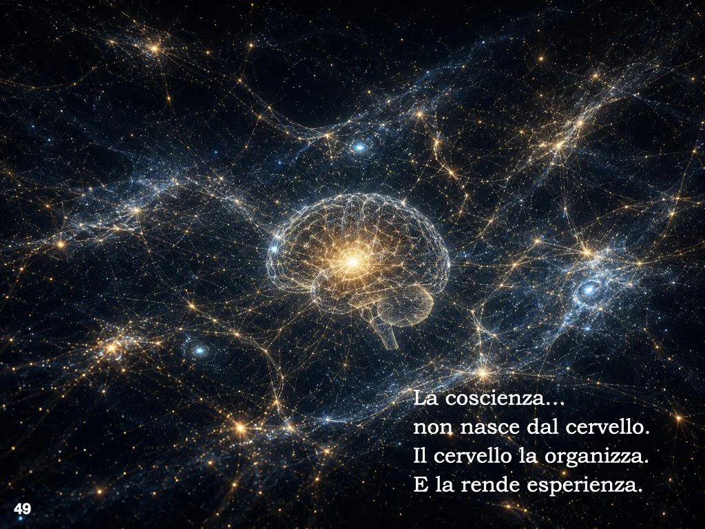 E se la coscienza non nascesse dal cervello?

Dopo quasi vent’anni di ricerca sono arrivato a formulare una proposta.
Non una teoria definitiva. Non una verità dimostrata.

Un modello con cui provo a mettere insieme ciò che ho studiato e ciò che ho v