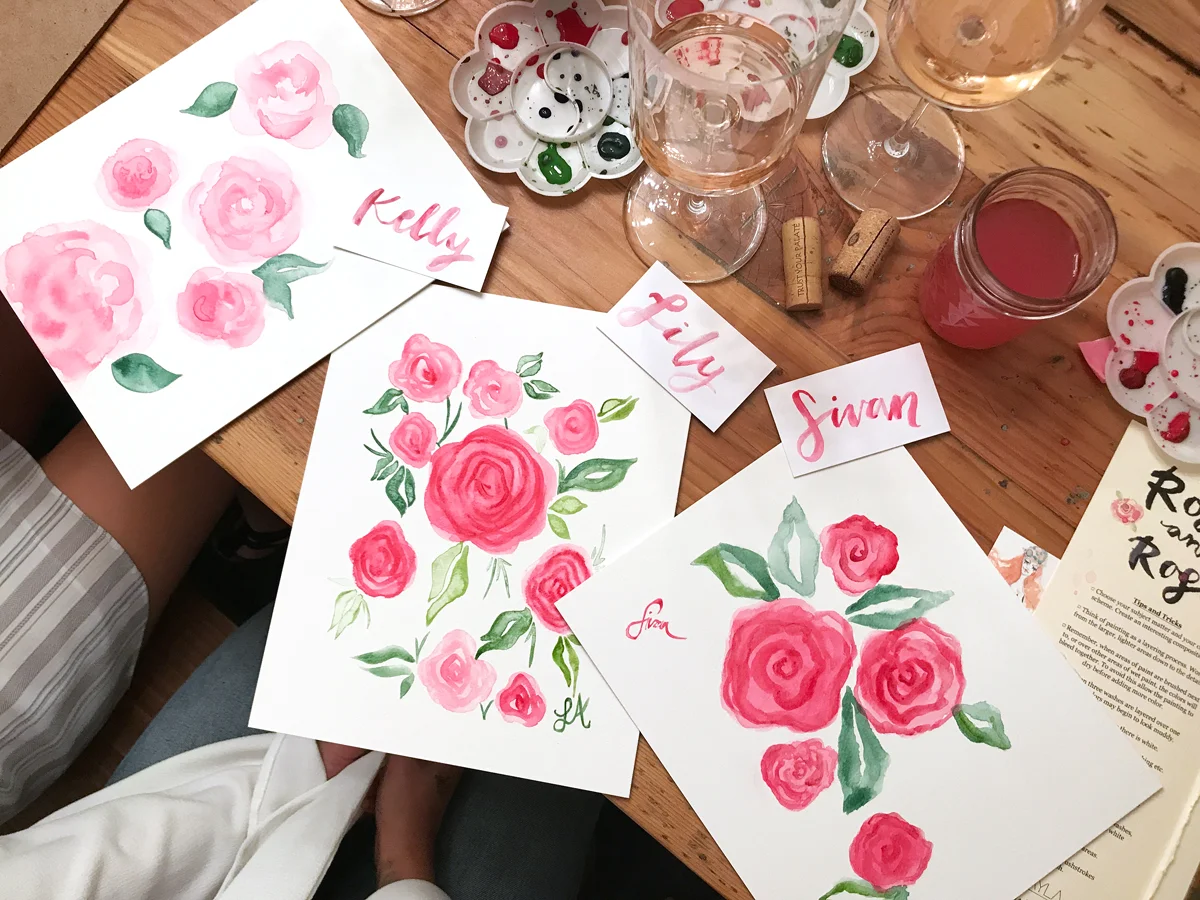 A Roses and Rosé Watercolor Workshop, Girls Night In with Sivan Ayla!