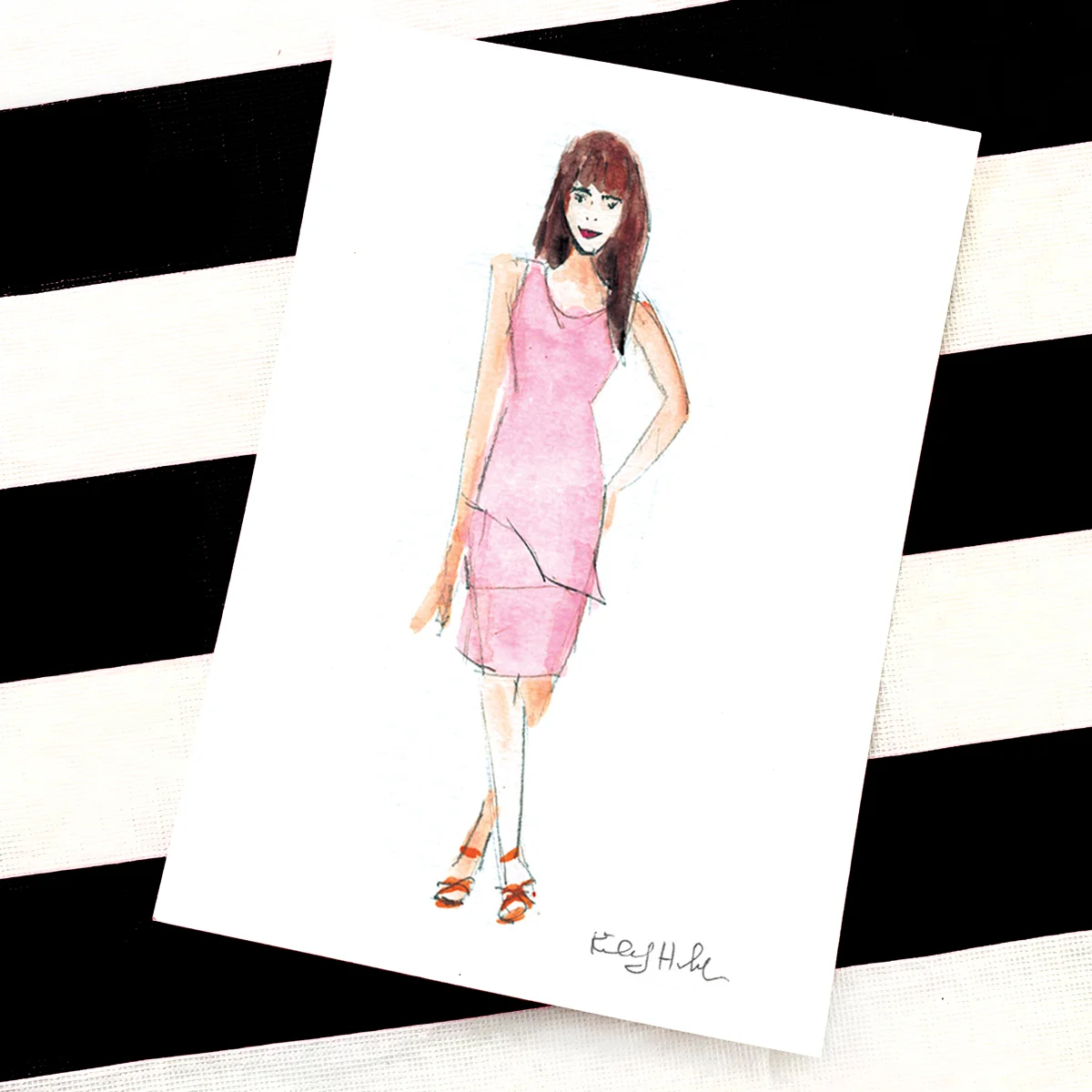Solo Custom Watercolor Fashion Illustration 8"x10"  Ladyfolk Studio
