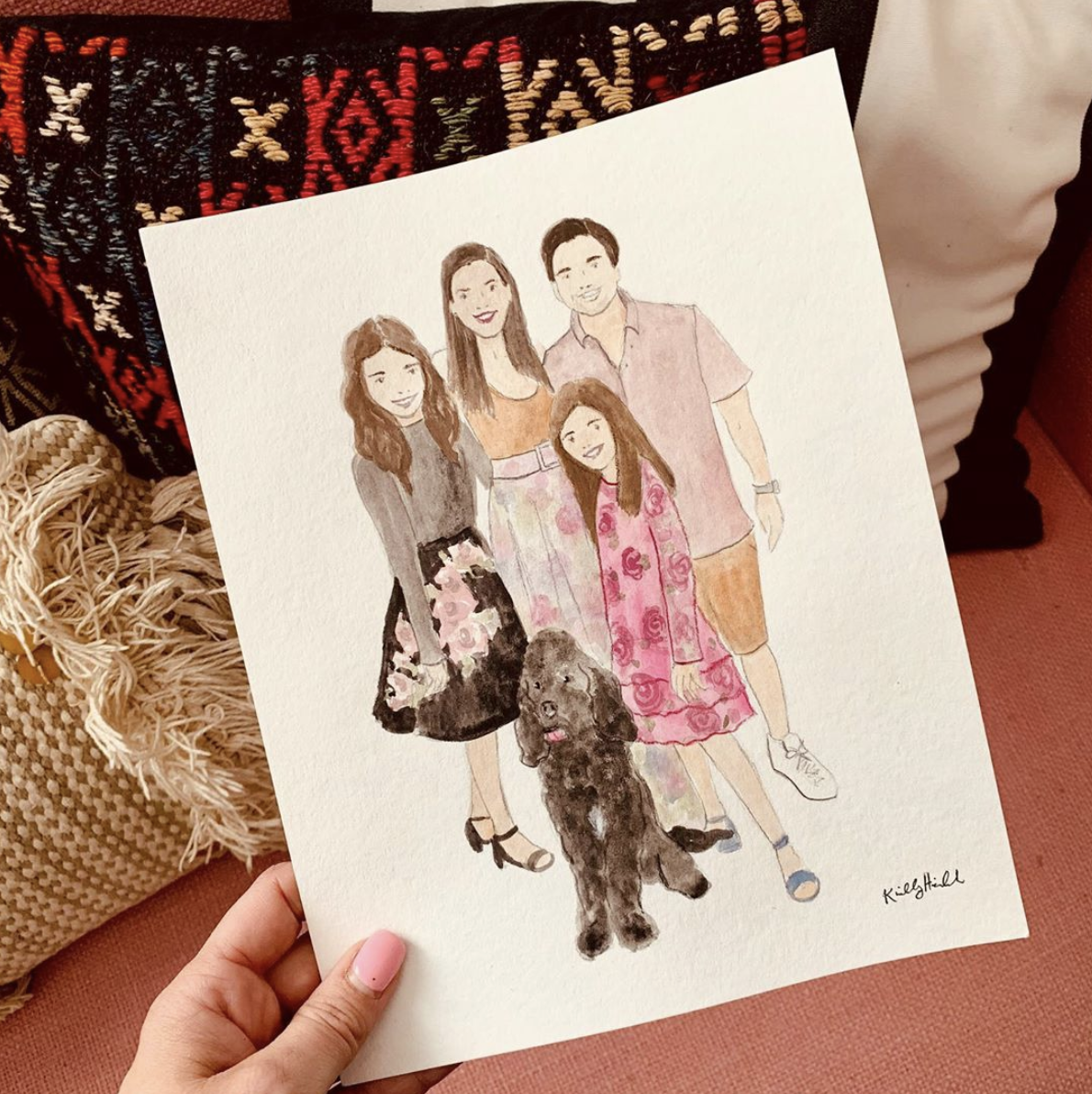 Custom Watercolor Family Portrait — Ladyfolk Studio