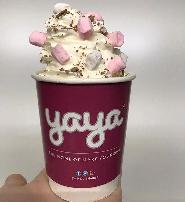 YAYA Hot Chocolate topped with whipped cream and mini marshmallows 😋😻 &pound;1.30 
Available now! #winterwarmer