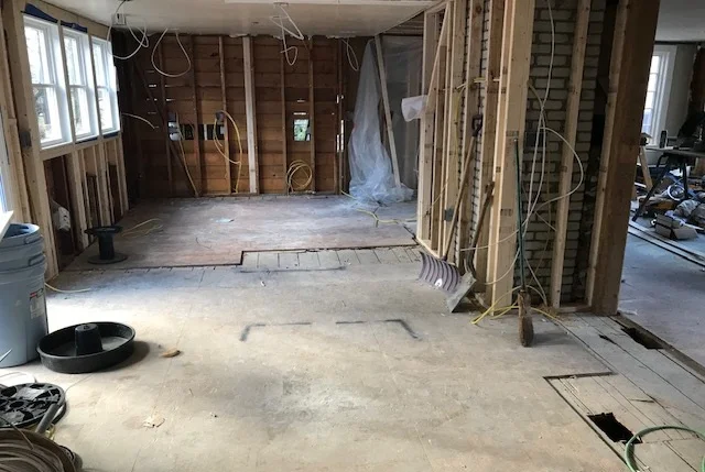 a more recent photo looking from the dining area into the kitchen