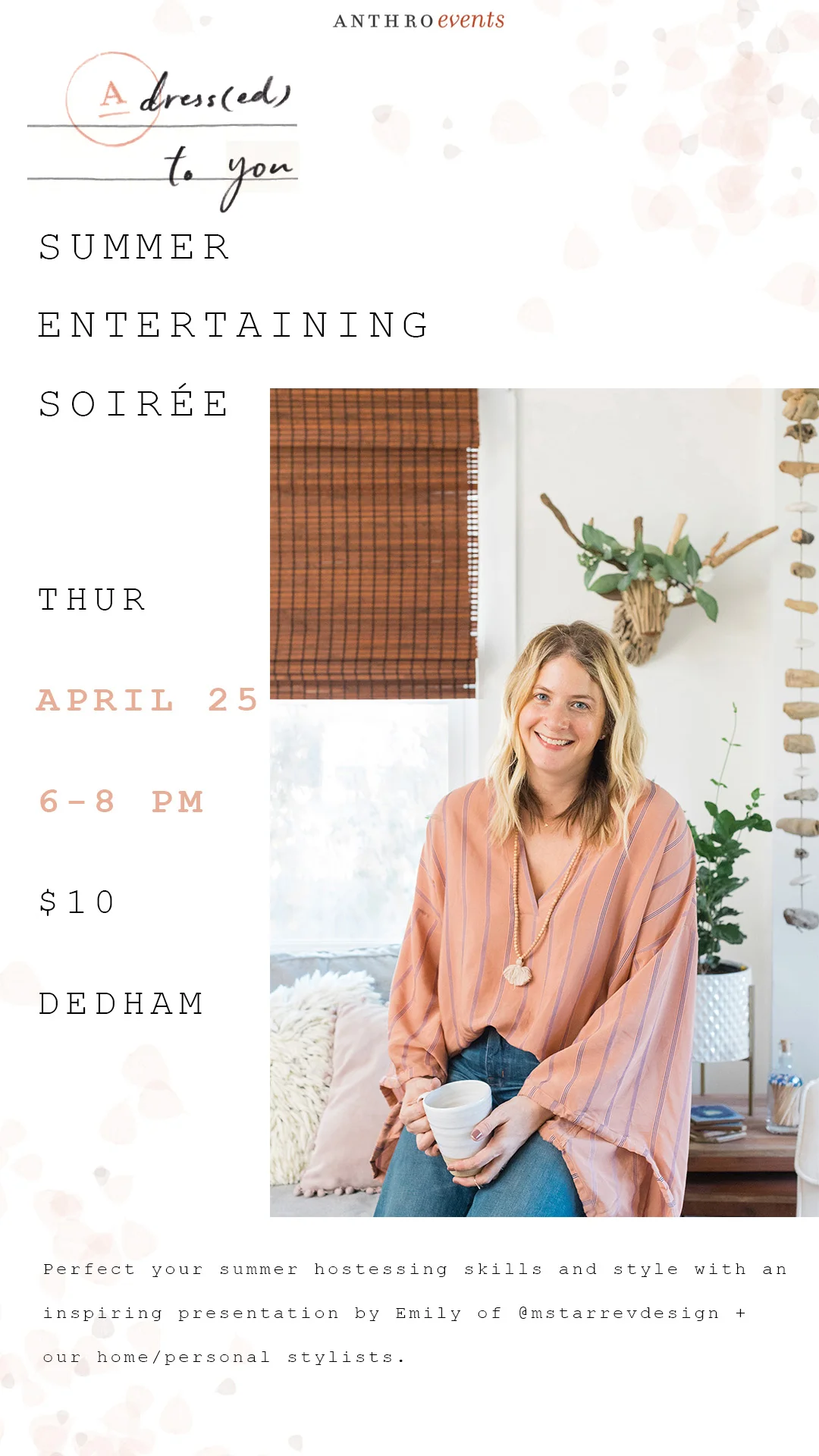 anthropologie summer entertaining event at legacy place with emily starr alfano of mStarr design