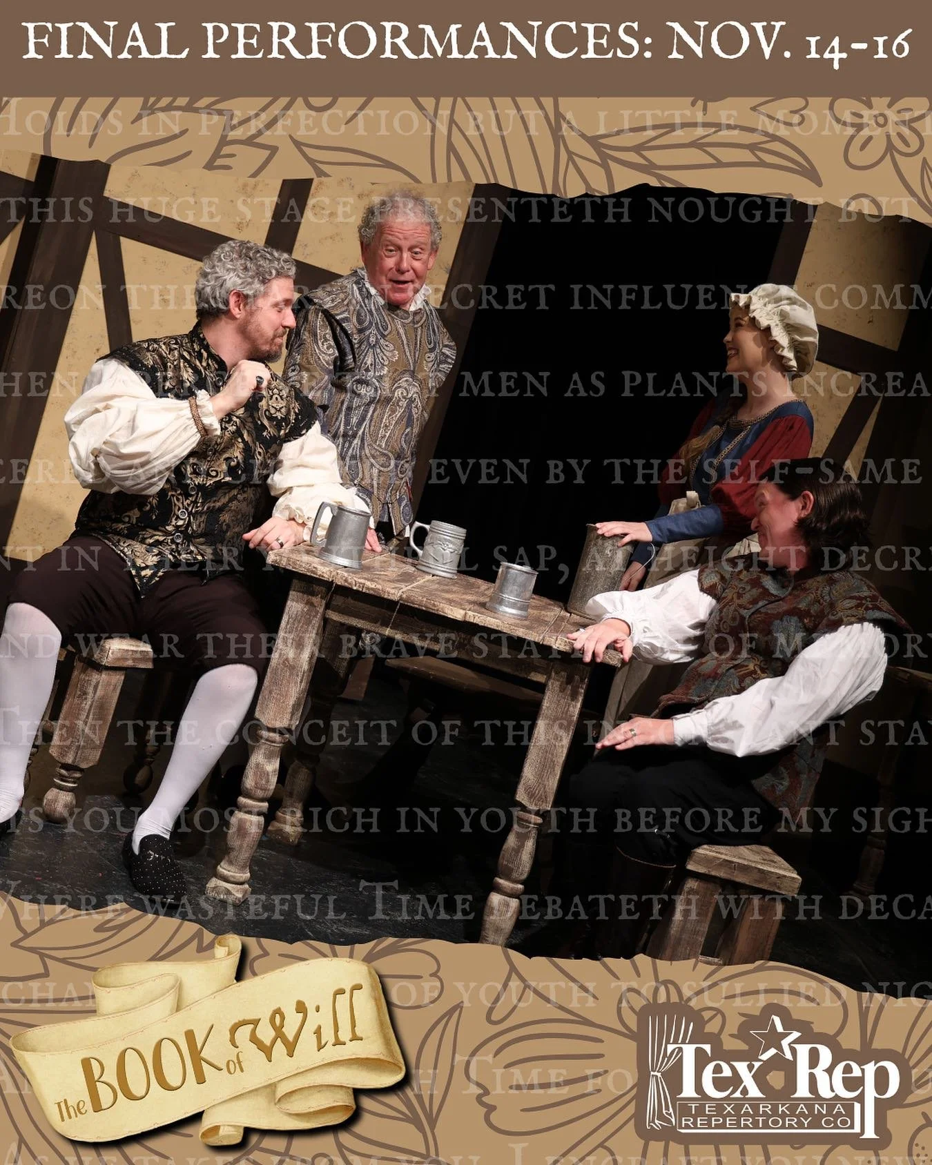 The Book of Will continues THIS WEEKEND! 🪶

The Book of Will is a moving story of love, loss, friendship, and determination.

After his death, a group of William Shakespeare&rsquo;s friends set out to preserve his place in history by gathering all o