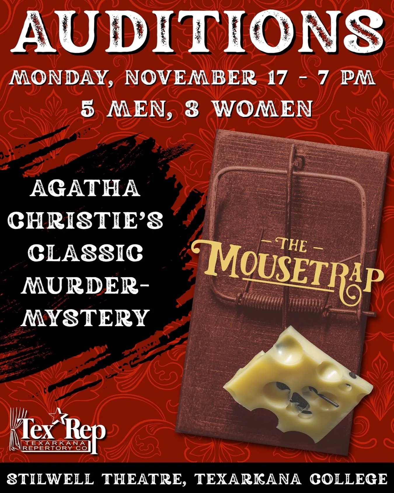 🚨🔎 AUDITION ALERT 🔍🚨

Agatha Christie&rsquo;s The Mousetrap is THE genre-defining murder mystery from the best-selling novelist of all time.

CASE CLOSED.
 This is the longest running show, of any kind, in the world. It opened in London in Novemb