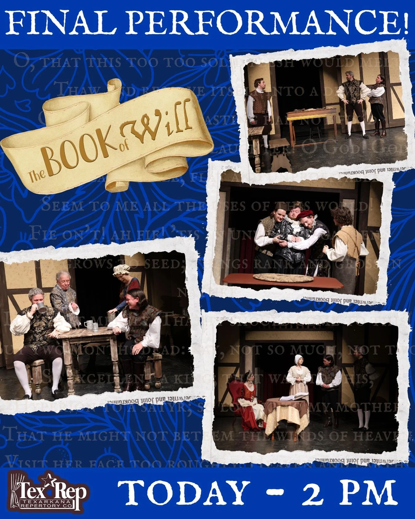 The Book of Will concludes TODAY AT 2:00! 🪶

This incredibly moving true tale is a beautifully-penned love letter to the theatre, and a gripping tribute to the power the written word.

If you&rsquo;ve ever read, viewed, or in any way experienced the