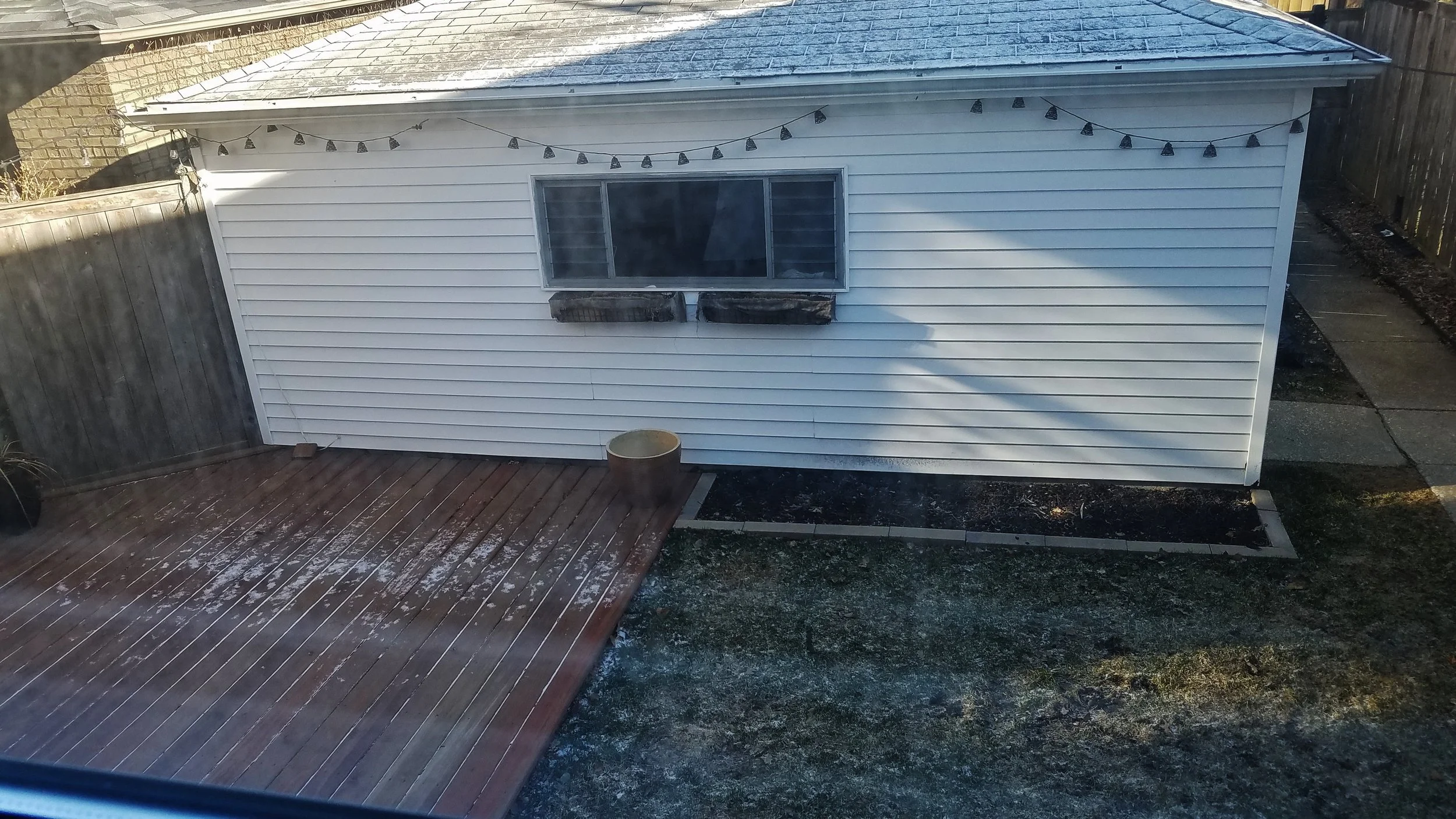 Yes, that’s snow in my backyard