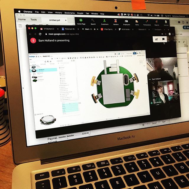 Video conference to discuss timelines, managing magnetic fields, and other fun stuff. We&rsquo;re about to 3D print and machine components for a few initial prototypes.
.
#startup #startups #startuplife #petersonwatchco