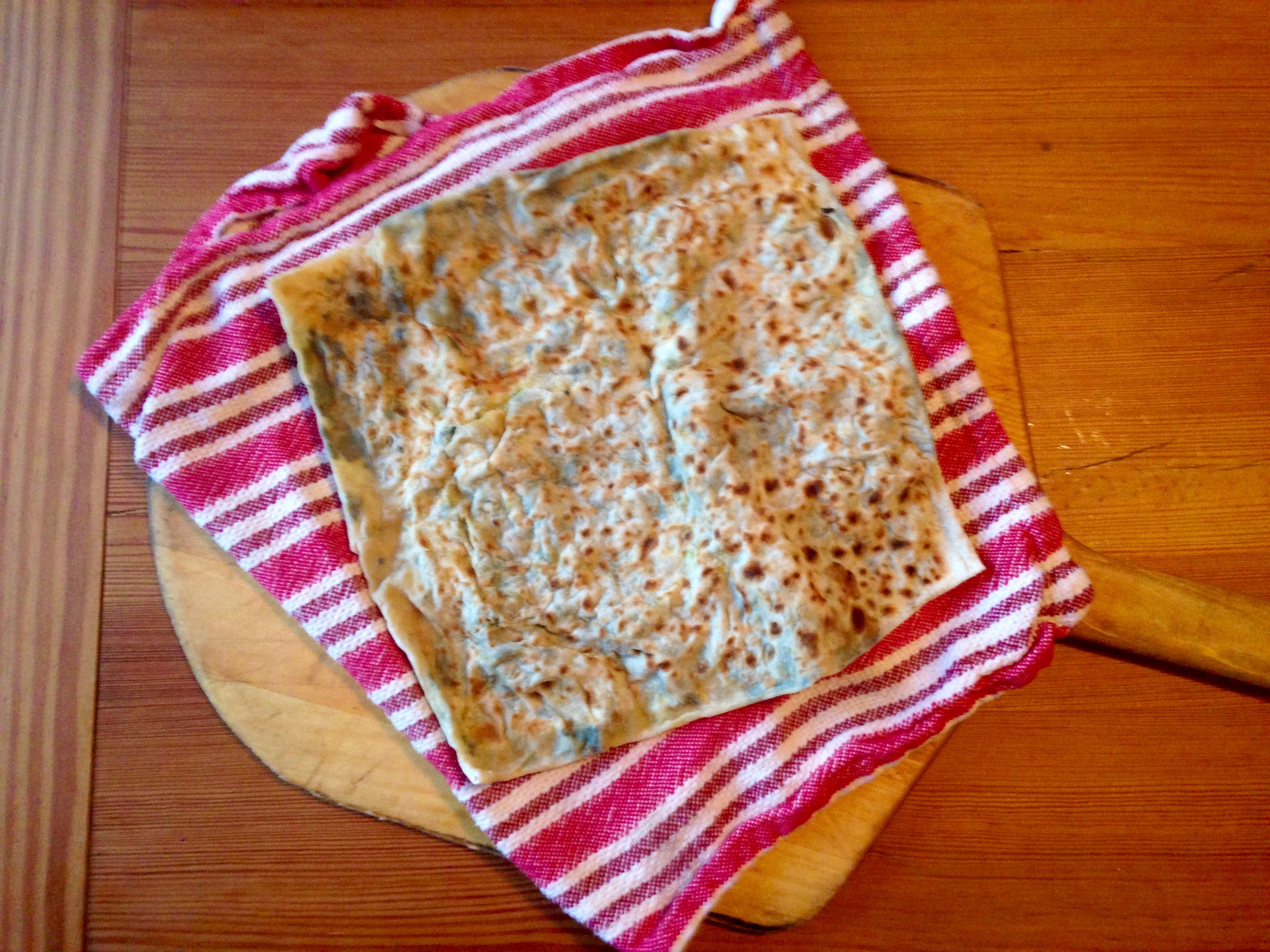 Turkish spinach gozleme (flatbread)