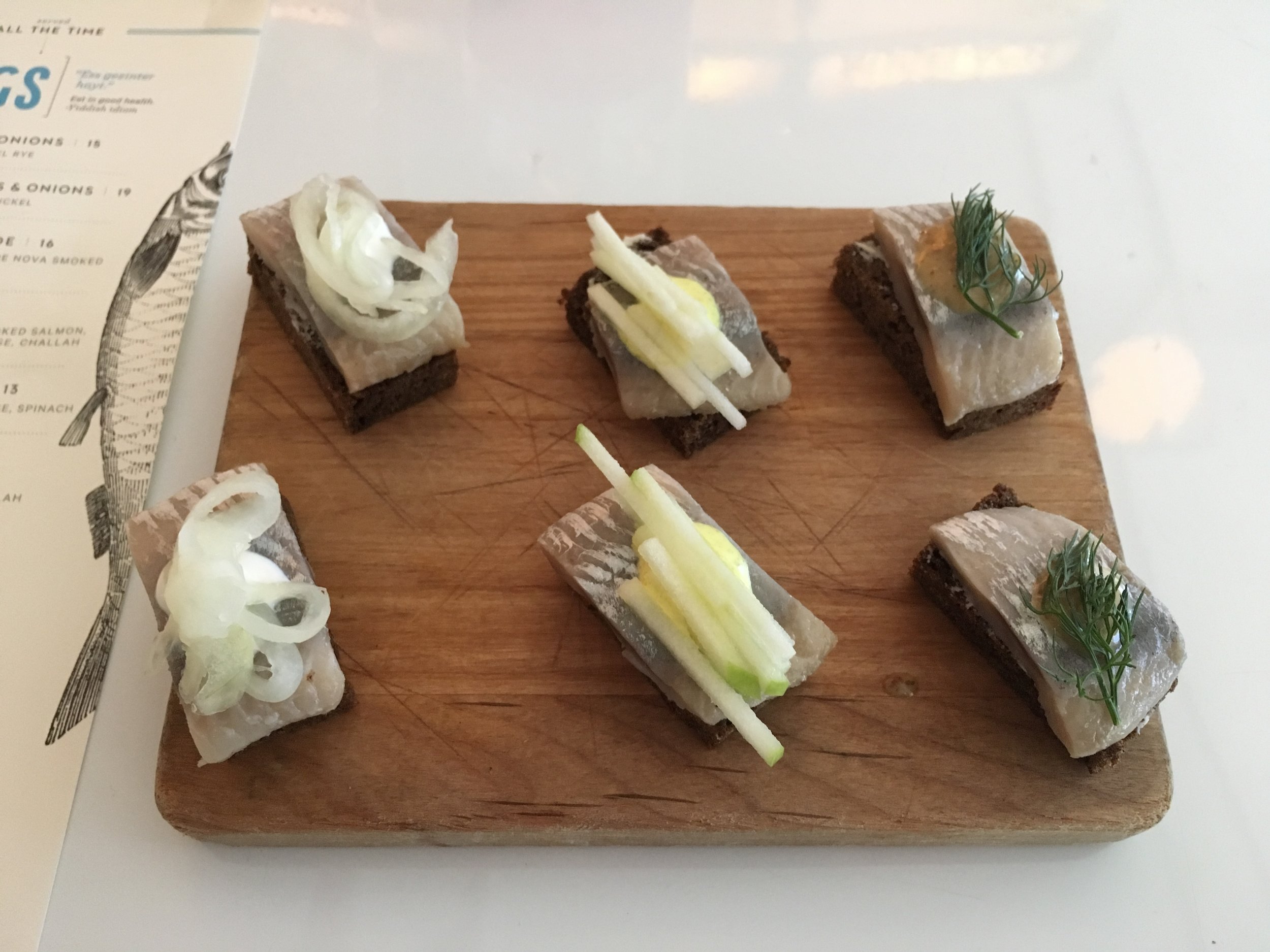 Six herring canapés