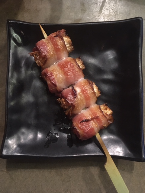 Bacon wrapped enoki mushrooms