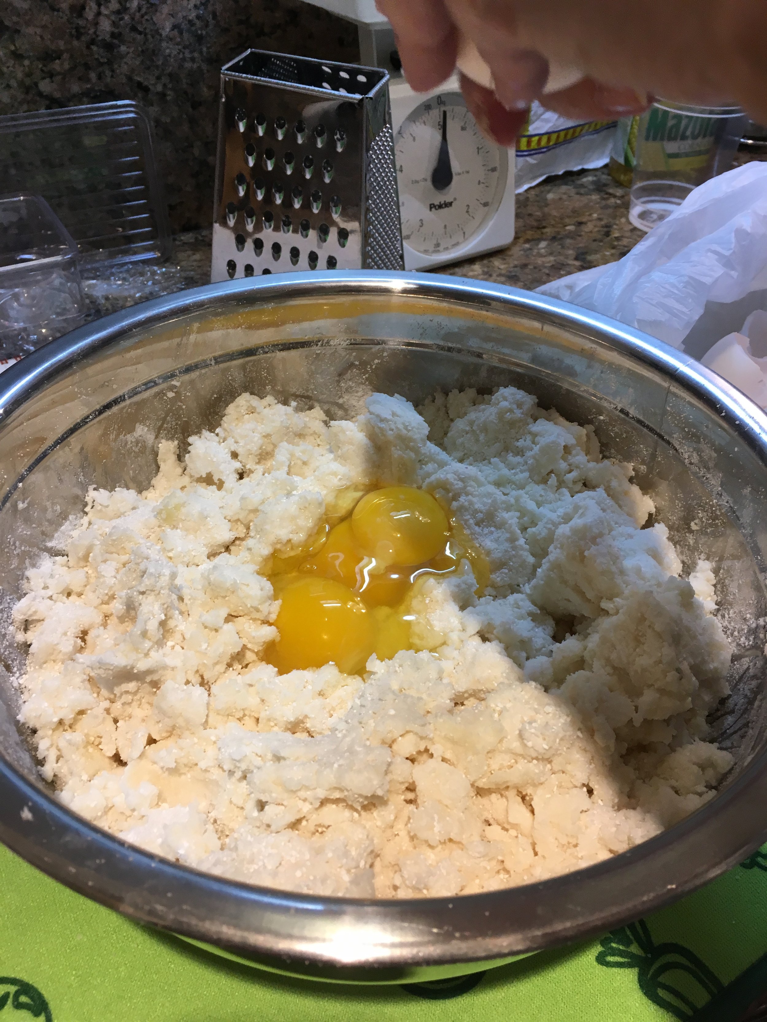Adding the eggs