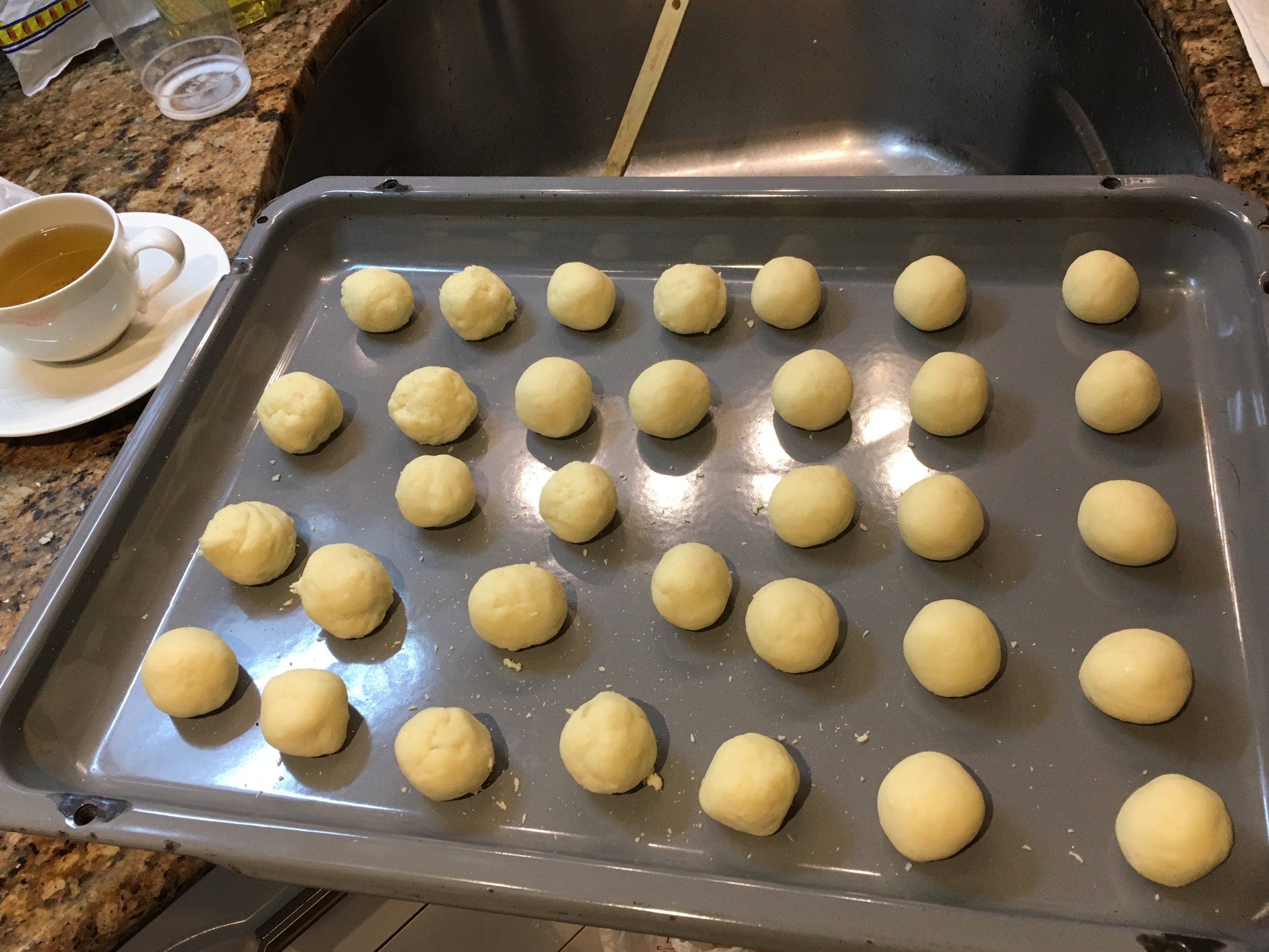 Savory spheres, ready to bake