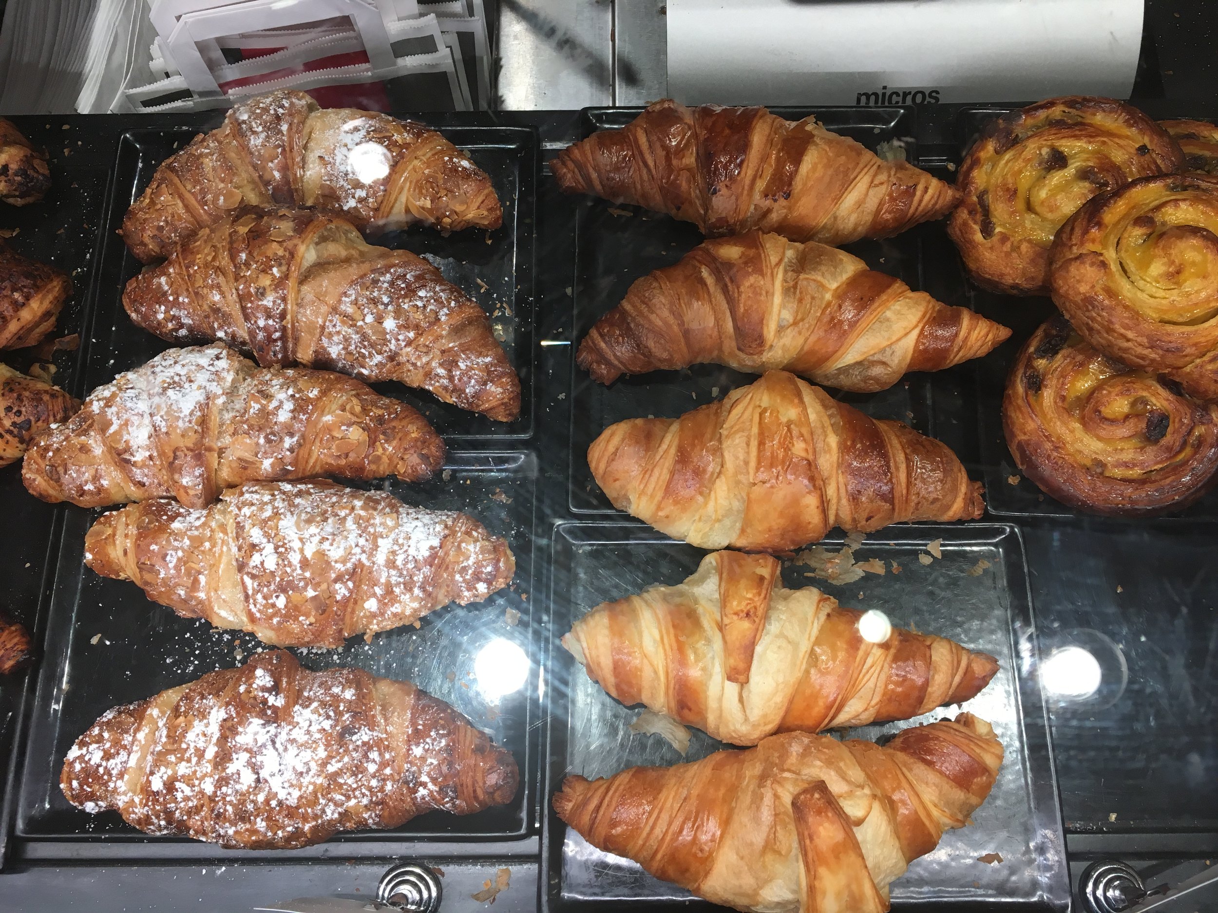 Croissants dusted with sugar and filled with Nutella. Hmmm.