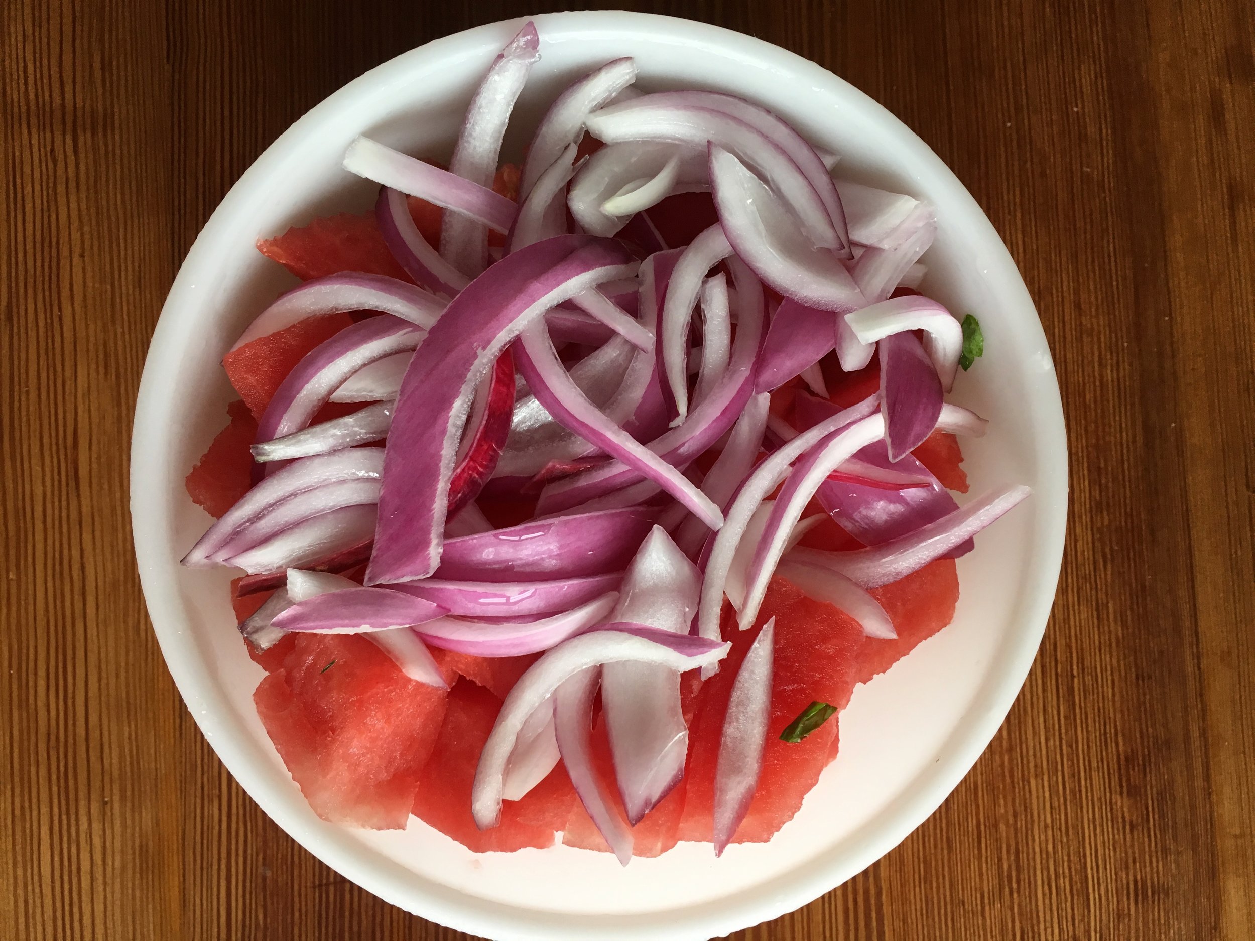 red onions and watermelon