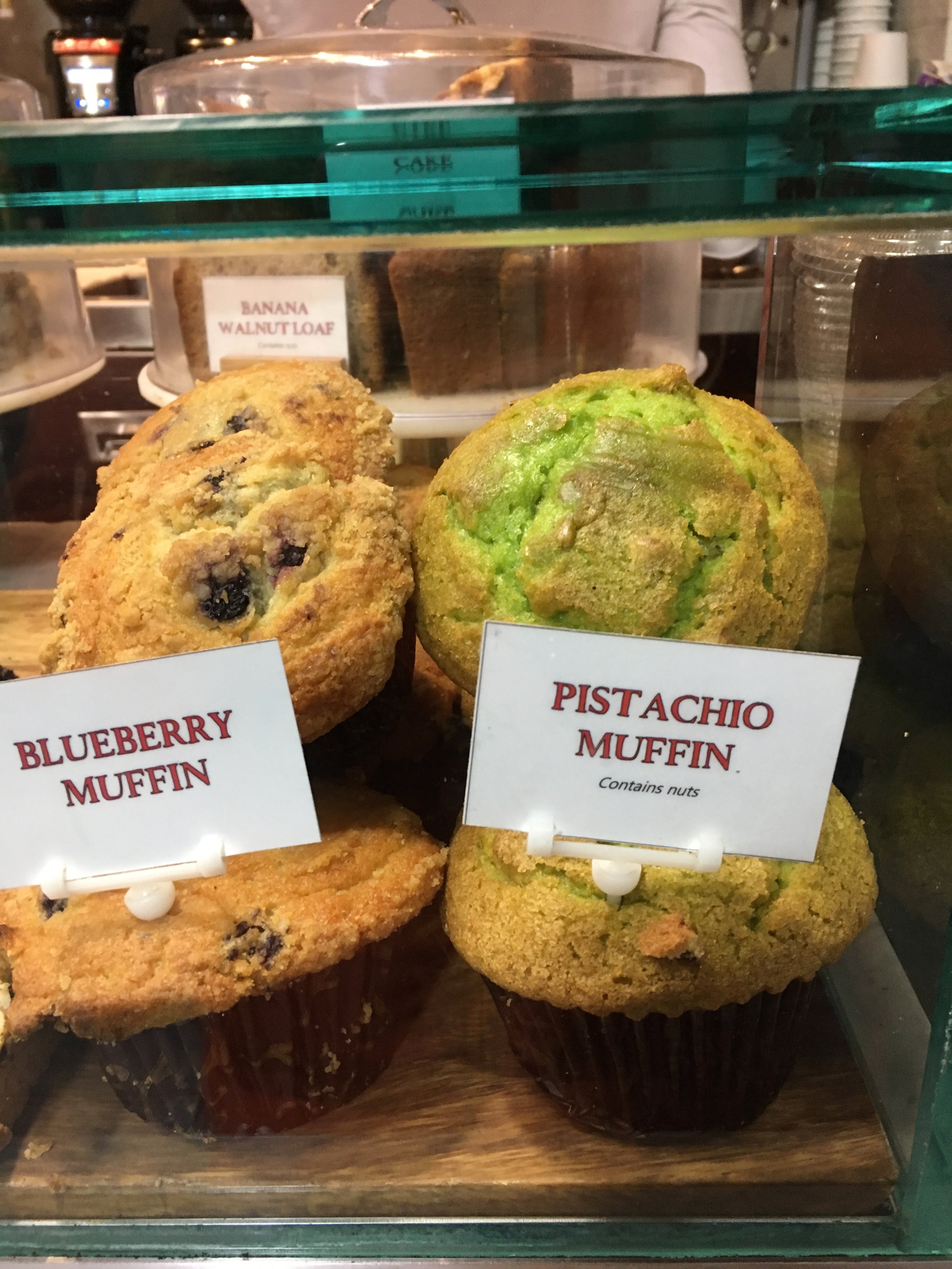 And a lurid pistachio muffin