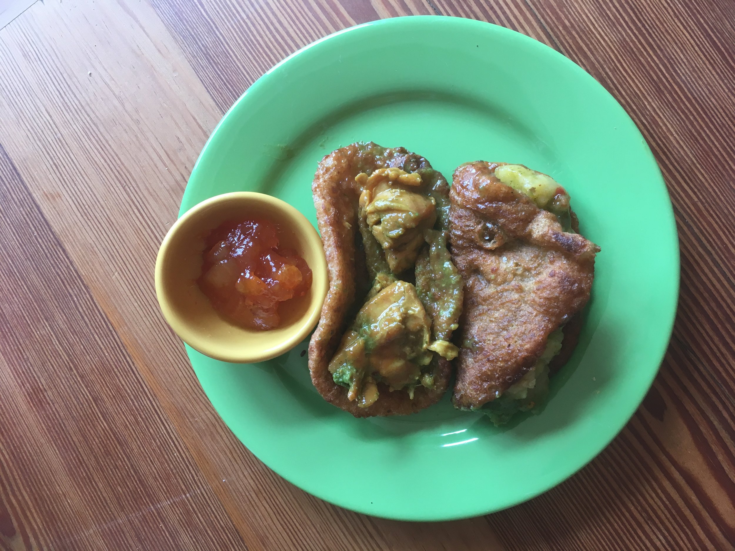 Chicken and potato puri bhaji