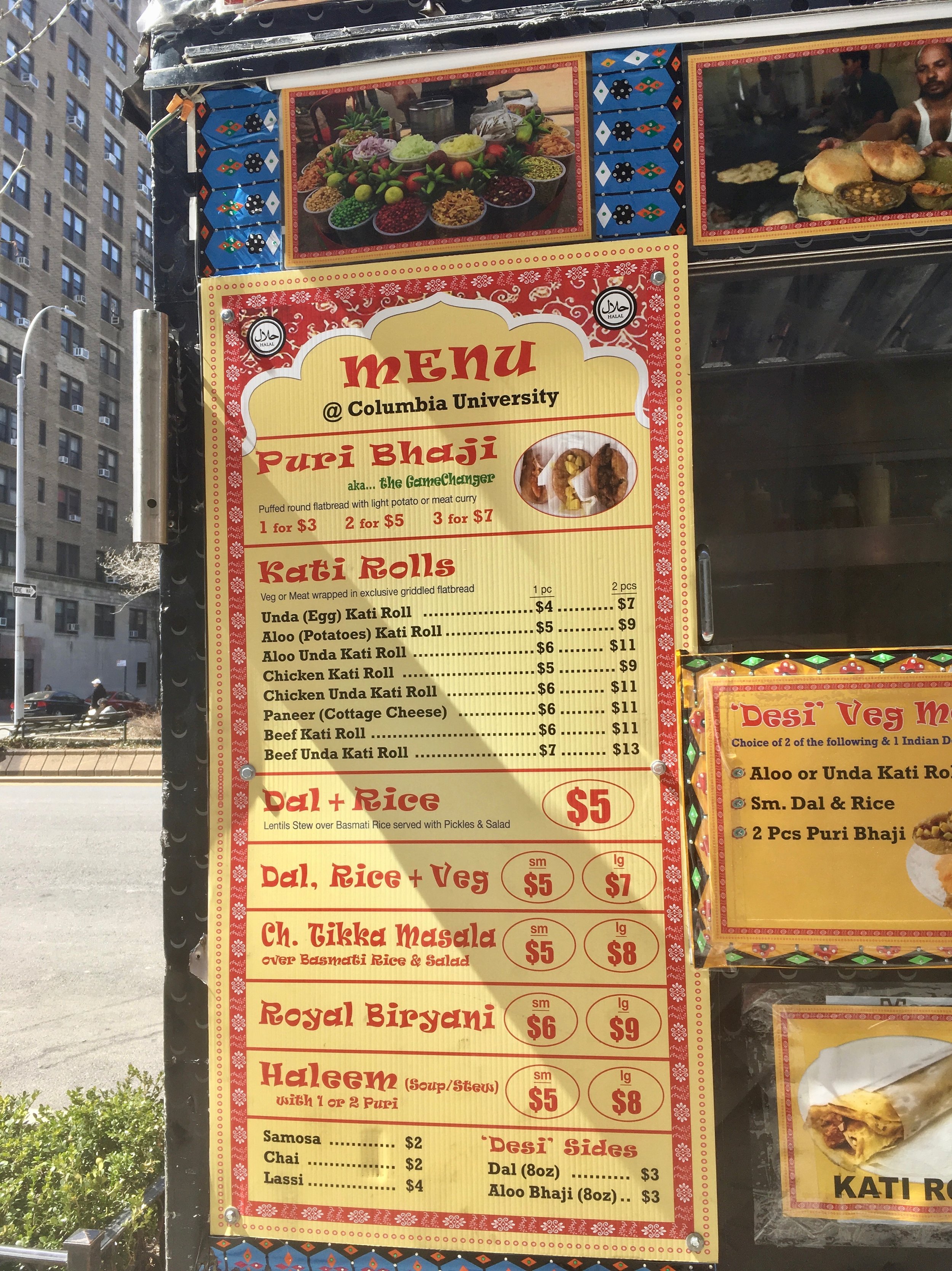 Desi Truck Menu