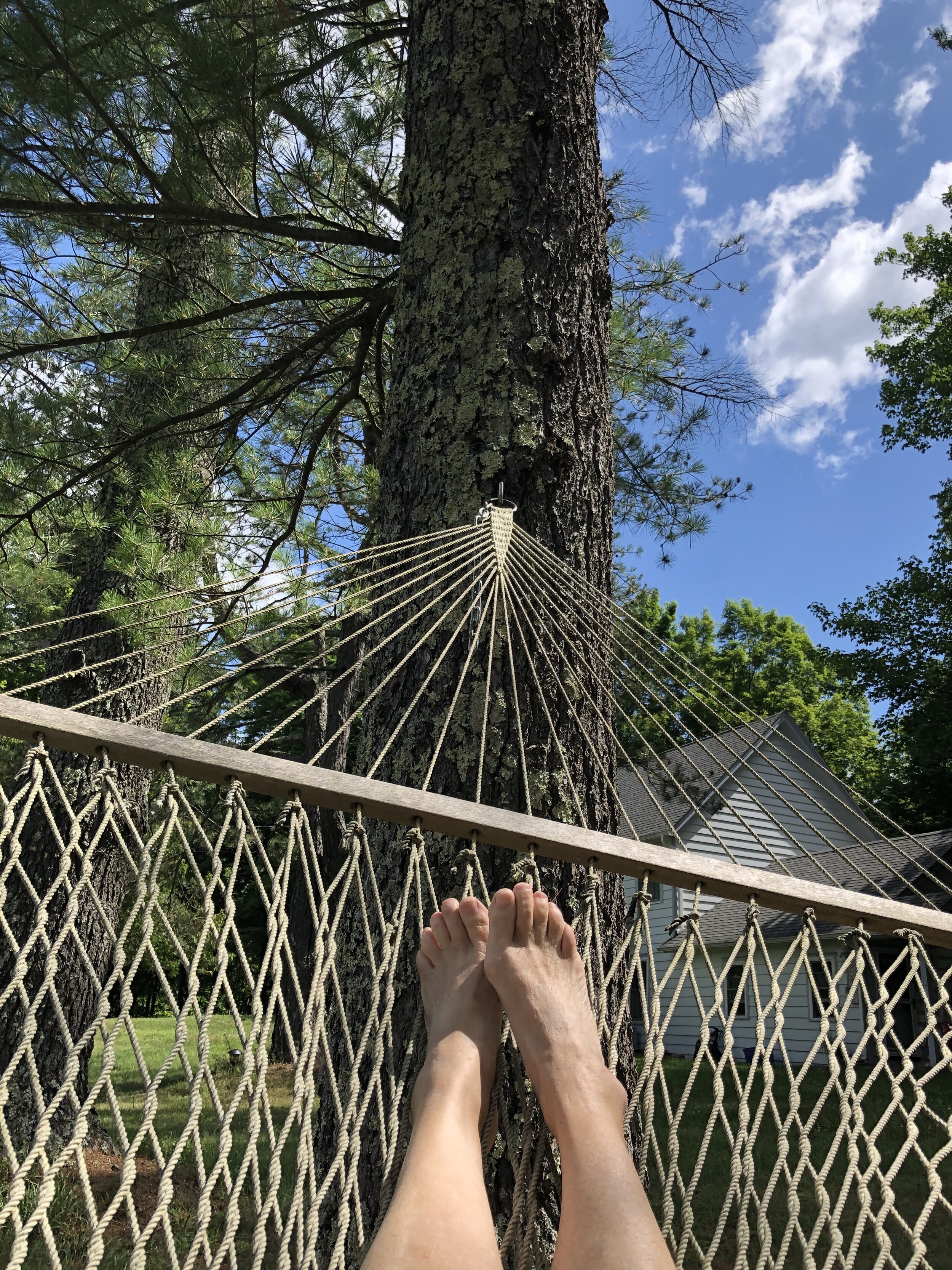 Relaxing in a friend's hammock