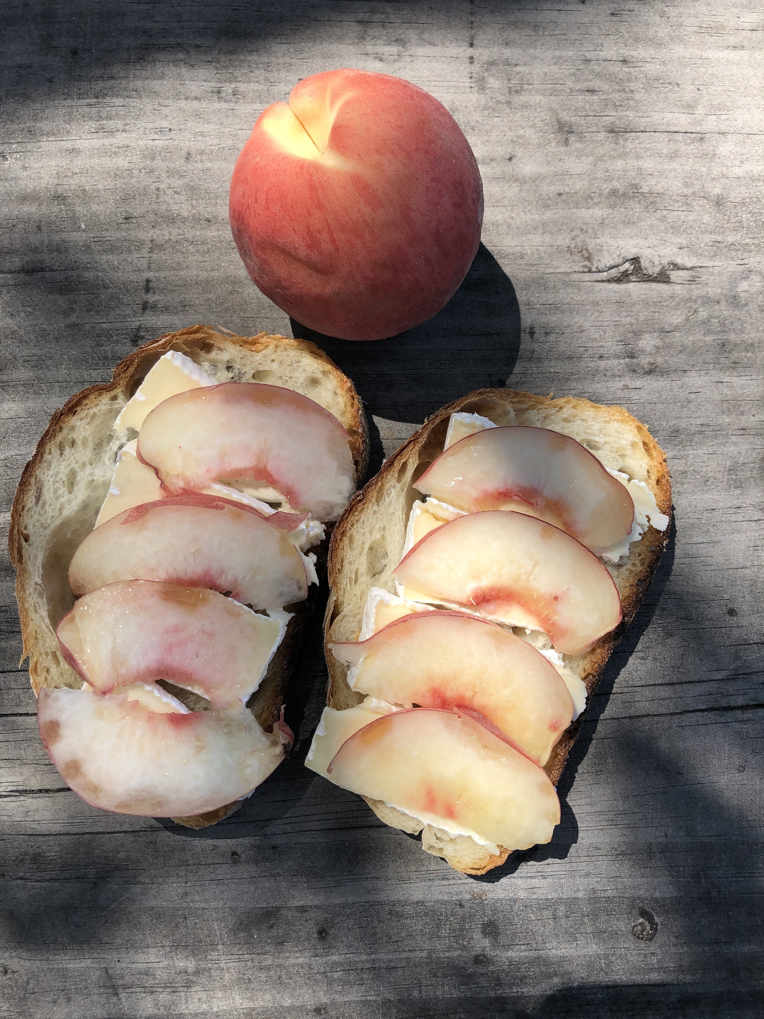 White peach and Brie sandwich