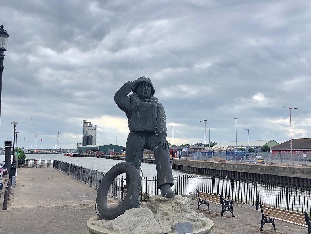 Greeted by the Lowestoft fisherman (appropriately covered in gull crap)