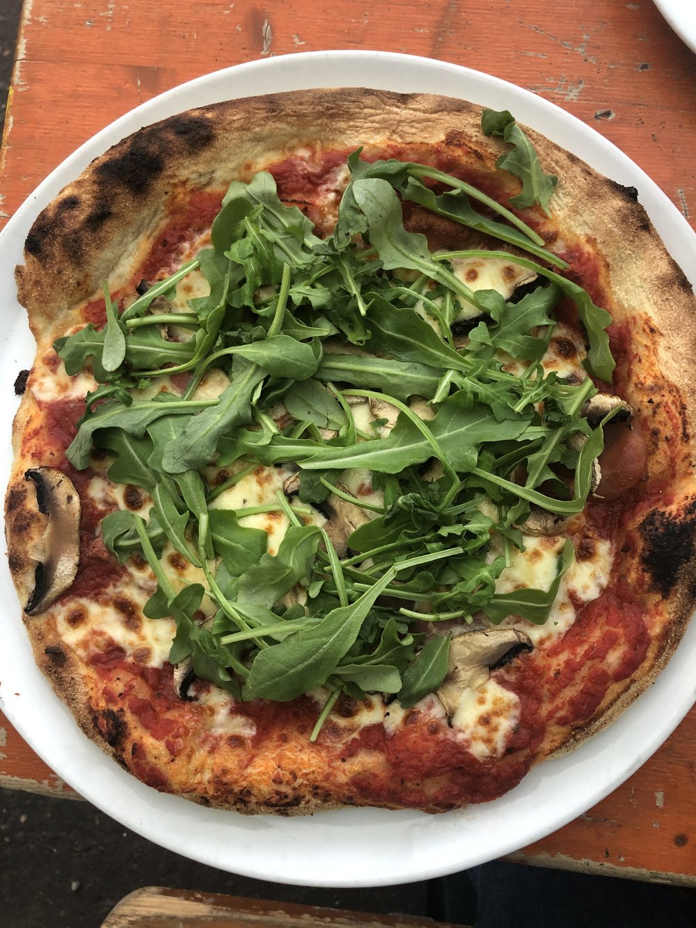 A Well-Topped Pie with rocket, Serrano ham &amp; field mushrooms @$11.00