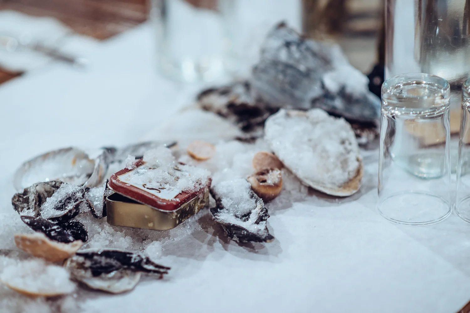 Salt crystal detritus tablescape. Photo by Steven Acres