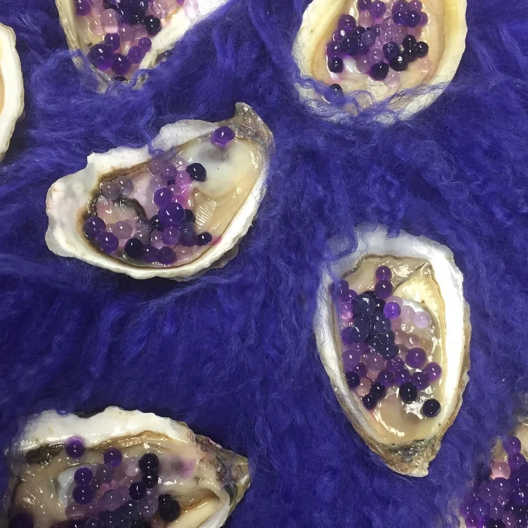 Oysters with agar pearls for KARA photoshoot, Nov. 2018