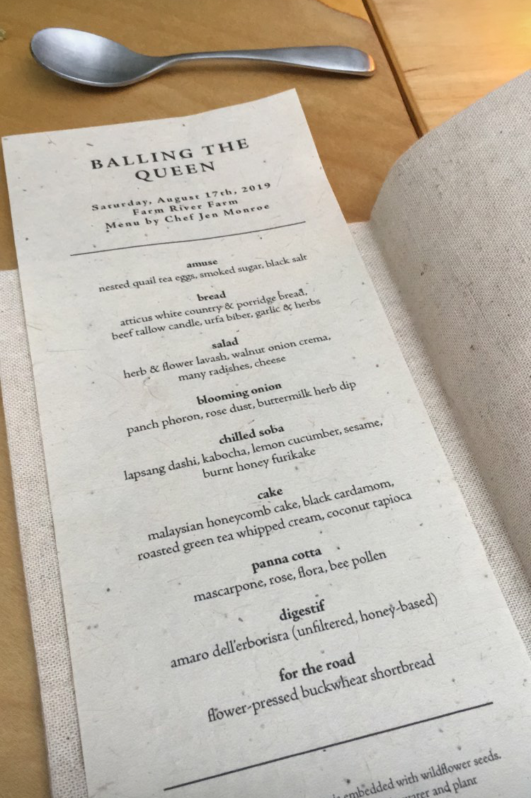  Menu. Photo by Jessica Timlin. 