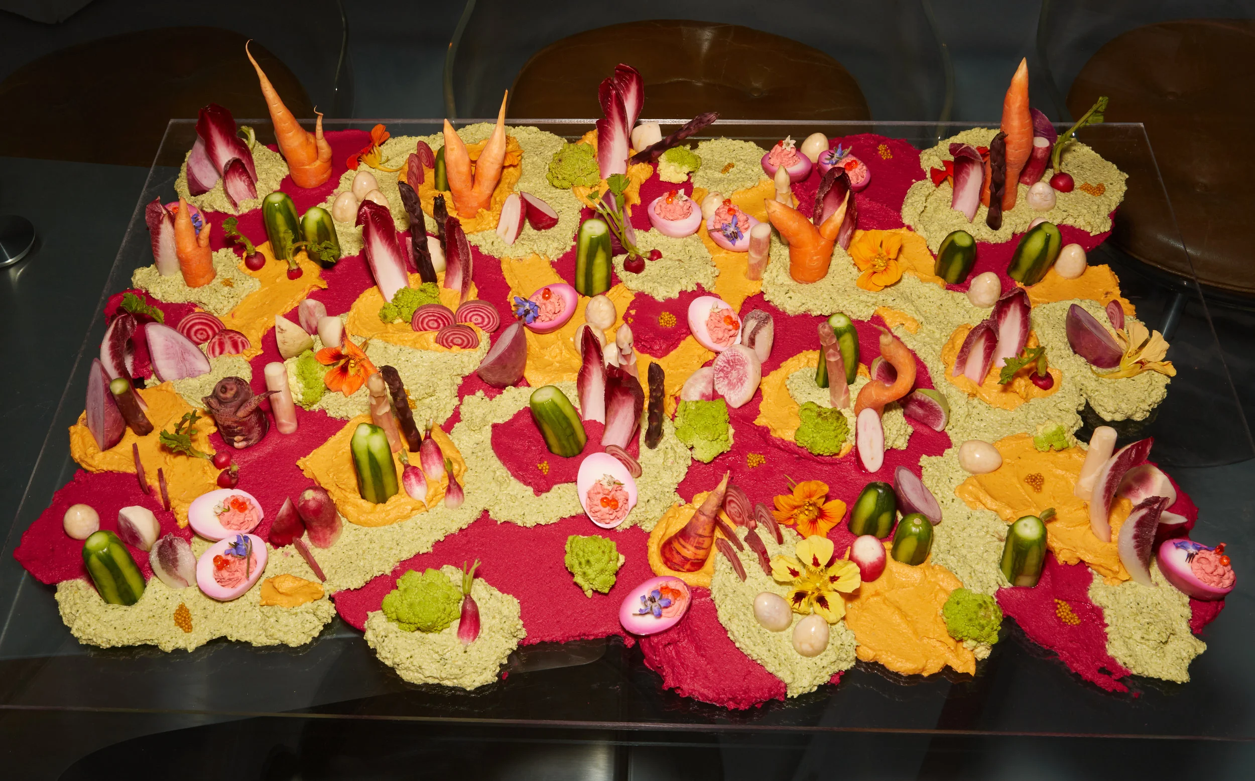 Six square foot crudité landscape for an event at R & Company Gallery. Photo by Rosie McCobb.