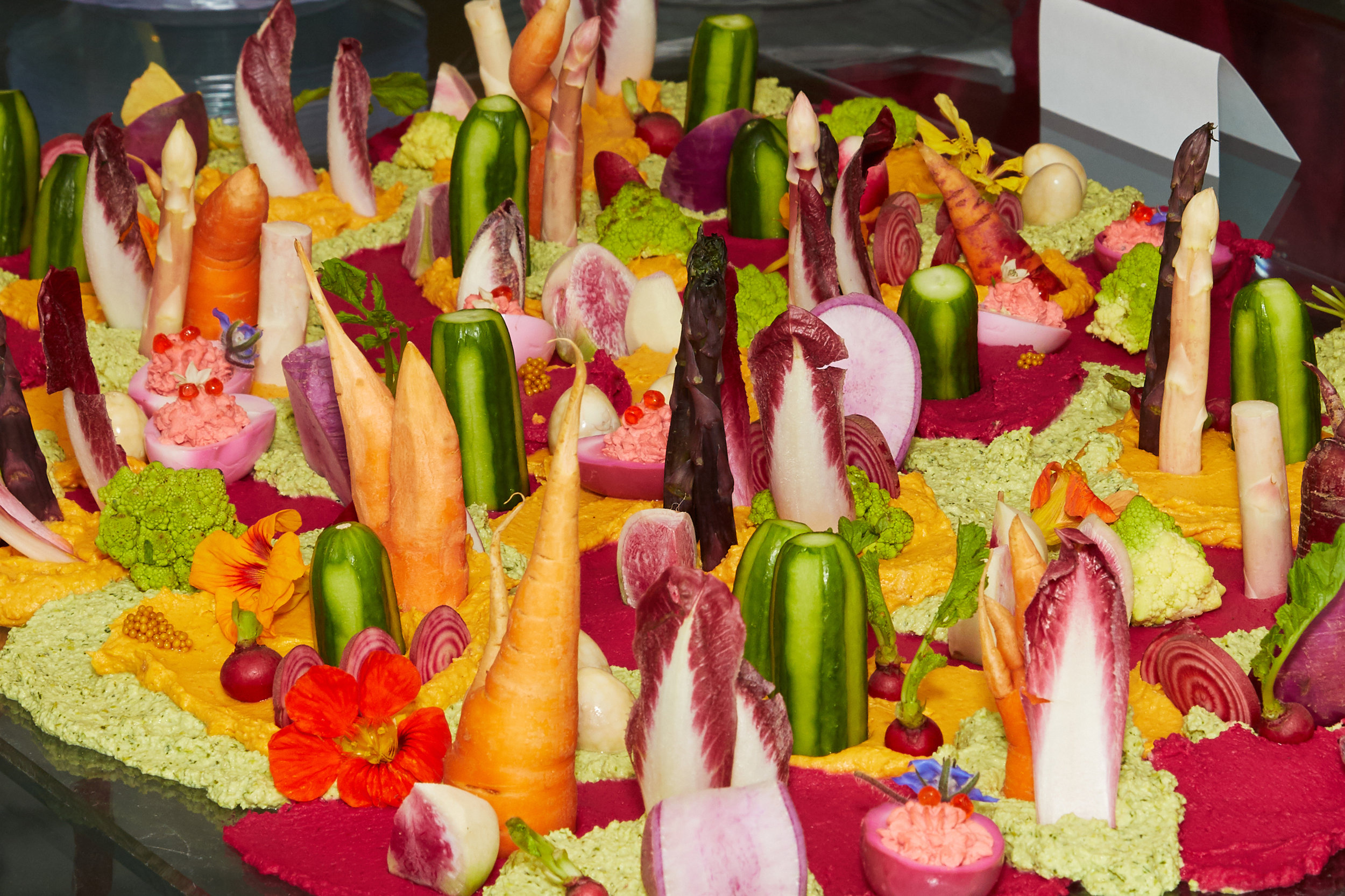 Six square foot crudité landscape for an event at R & Company Gallery. Photo by Rosie McCobb.
