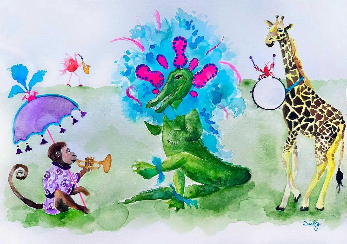 &bull;Second Line to the Audubon Zoo&bull;
🐒🐘🦓🦒🐊🐒🐘🦓🦒🐊
A nursery piece for my best gal and Baby Lenny! 🩵