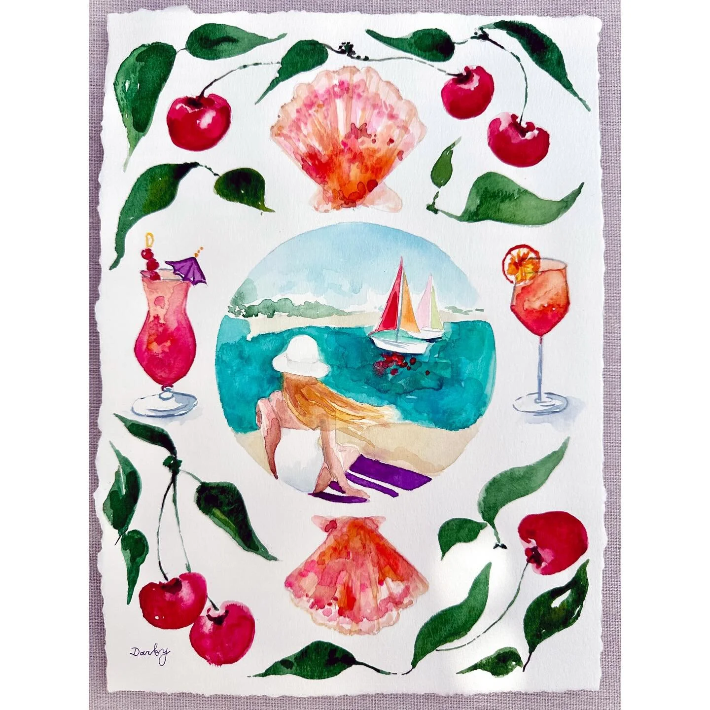 💜🤍💜🤍 IRIS 2026 🤍💜🤍💜
&ldquo;What an Iris Wants is a BEACH DAY!&rdquo; 
More to come in this &ldquo;windows&rdquo; series! This piece is for sale ! It is framed and ready to hang, DM me for details! 
☀️🍒🌊👙🏖️🏝️⛱️🐚🦞🦑🦭🐙🦐🪼🐡🐋🦈🐳