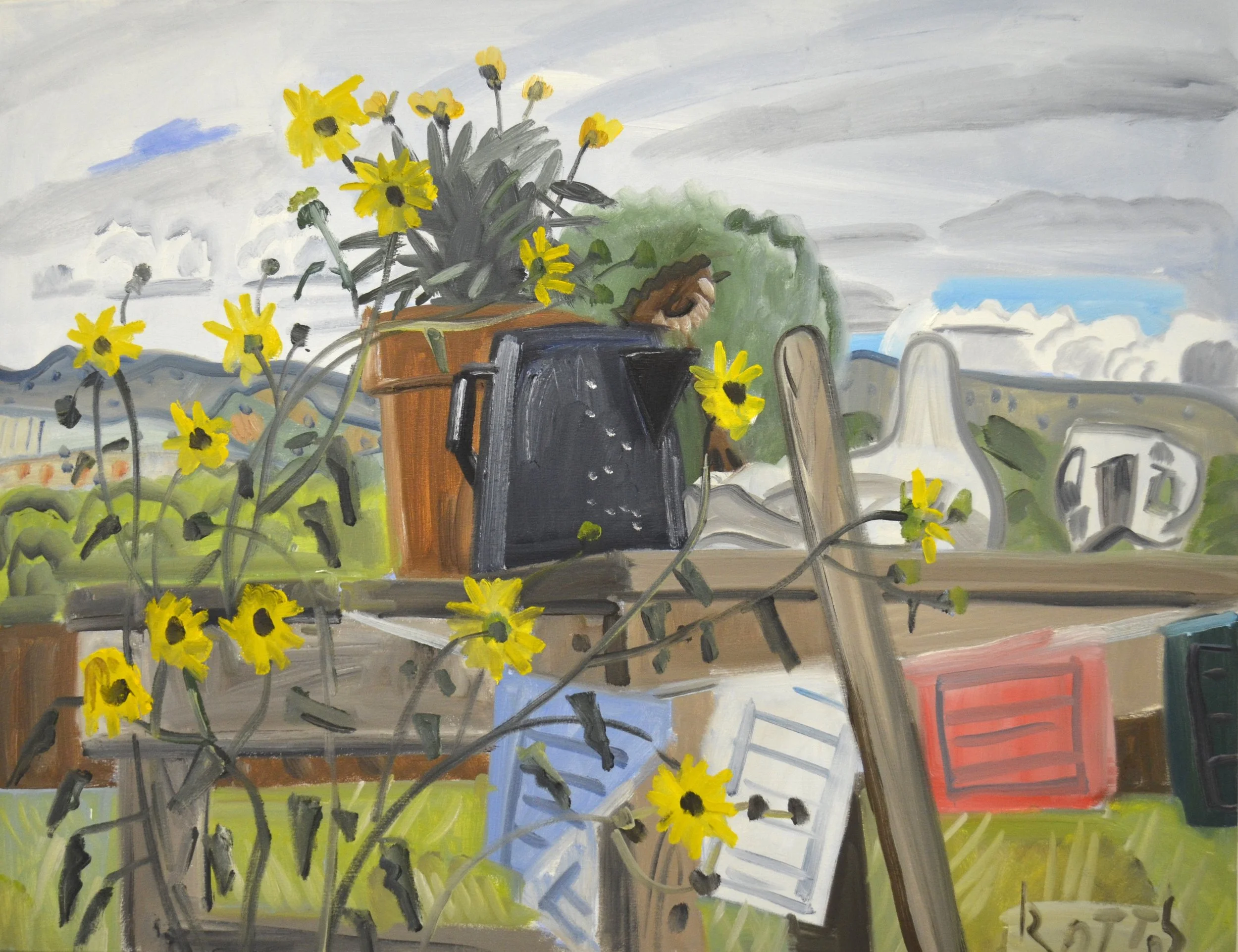 August Sunflowers NM, 48 x 54", o/c, 2015