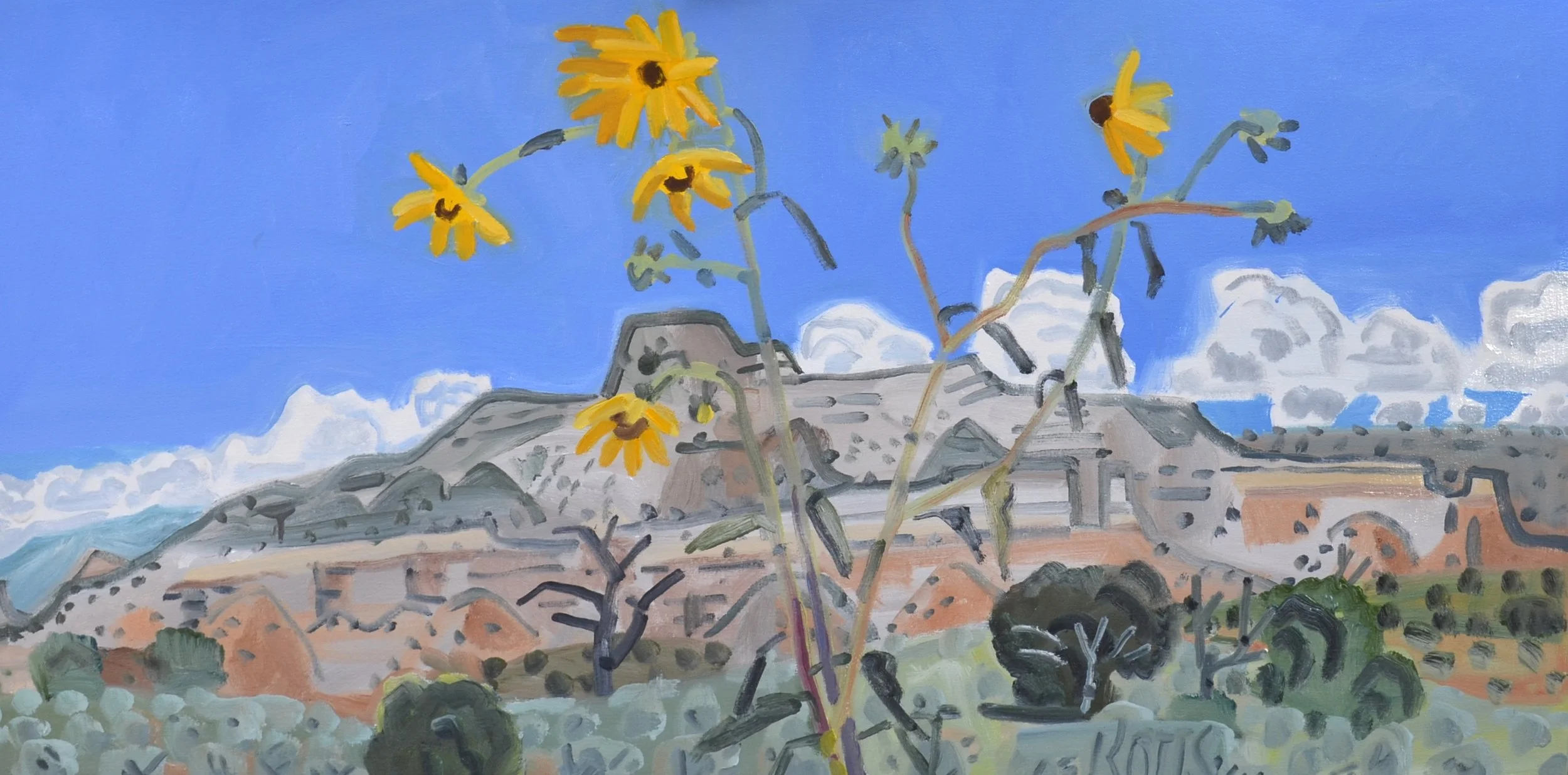 August Sunflowers, 24 x 48", o/c, 2015