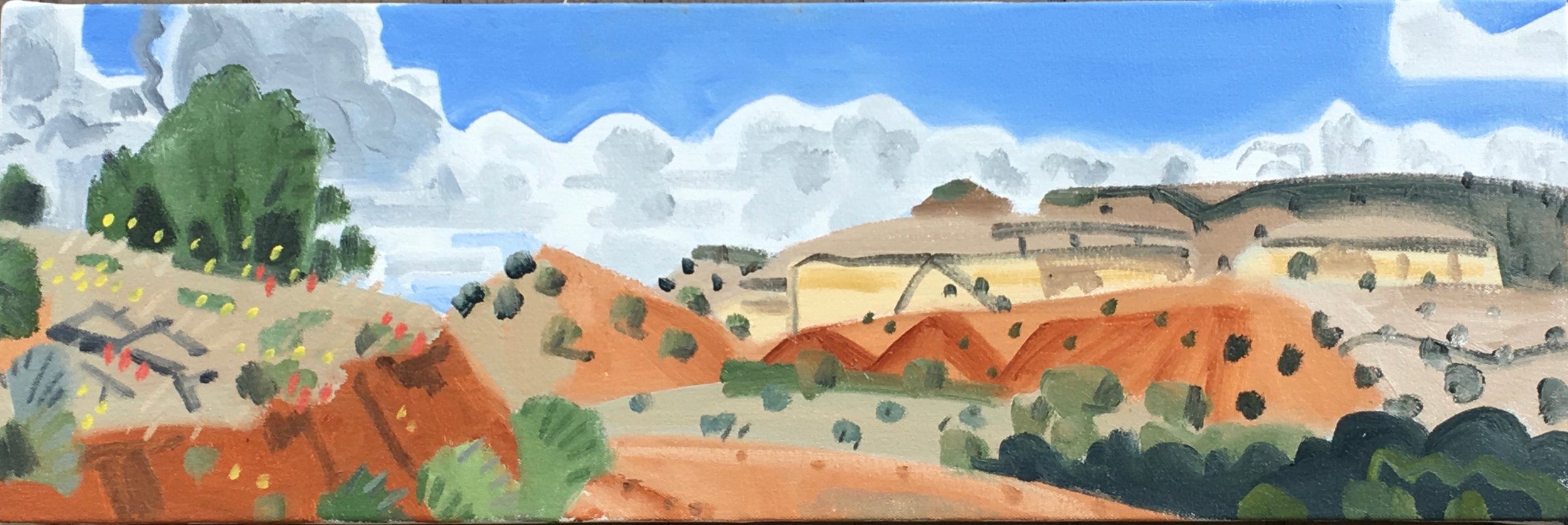 Wild Flowers on Monastery Road, 10 x 30", oil on canvas, 2017