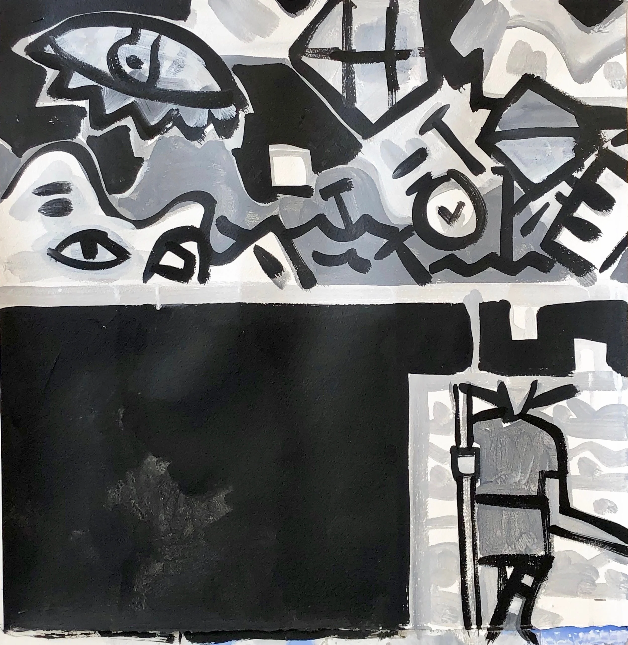 High Water #1, Parties of Hope and Memory, 22 1/2 x 22 1/2”, Flashe on Arches, 2018