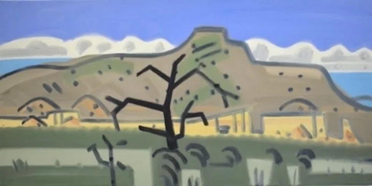 Pinon Pine, Monastery Road, NM, 42 x 84", oil on canvas, 2014